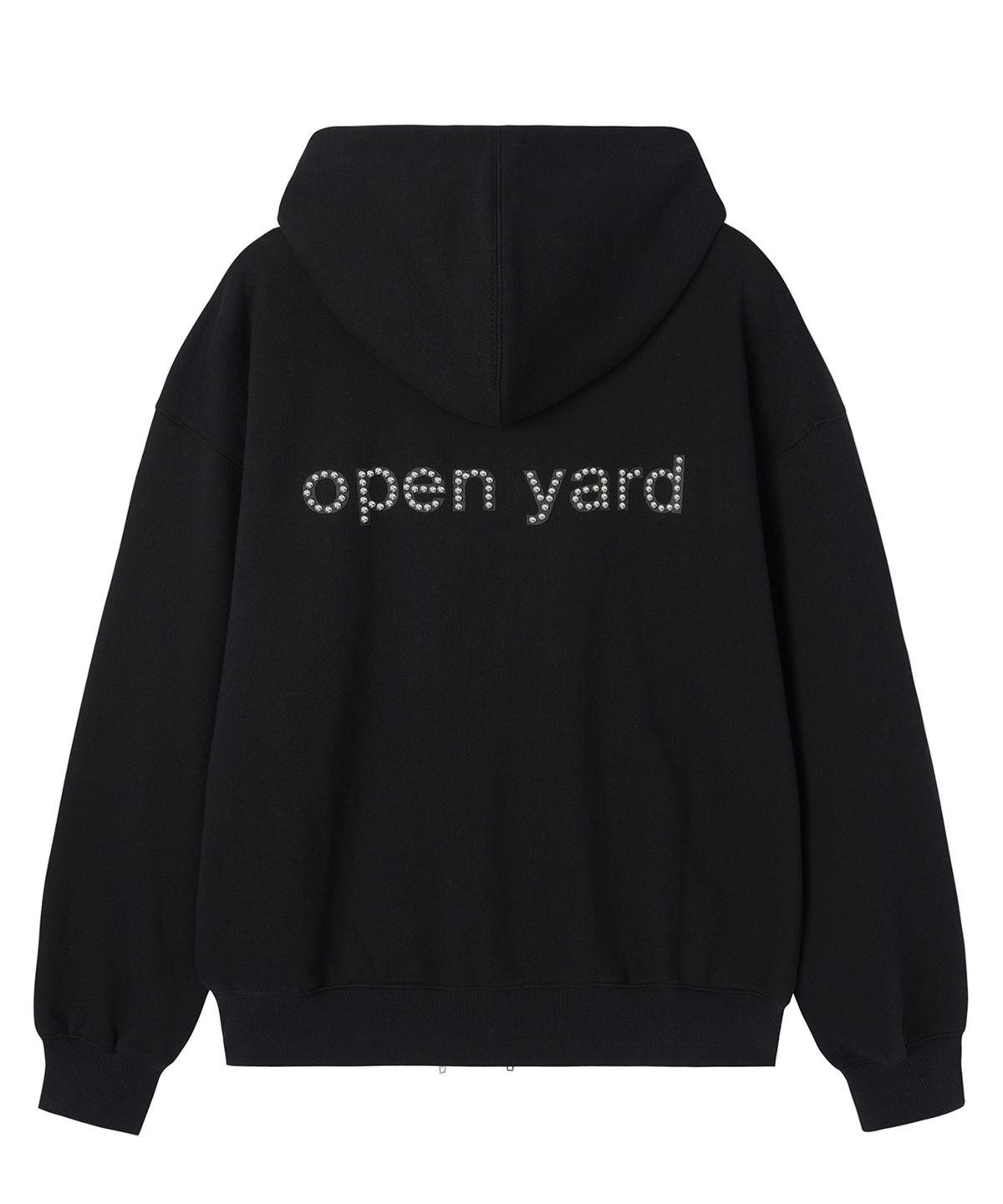 오픈야드(오와이)(OPENYARD(OY)) LAYERED STUD HOODIE ZIP UP - BLACK