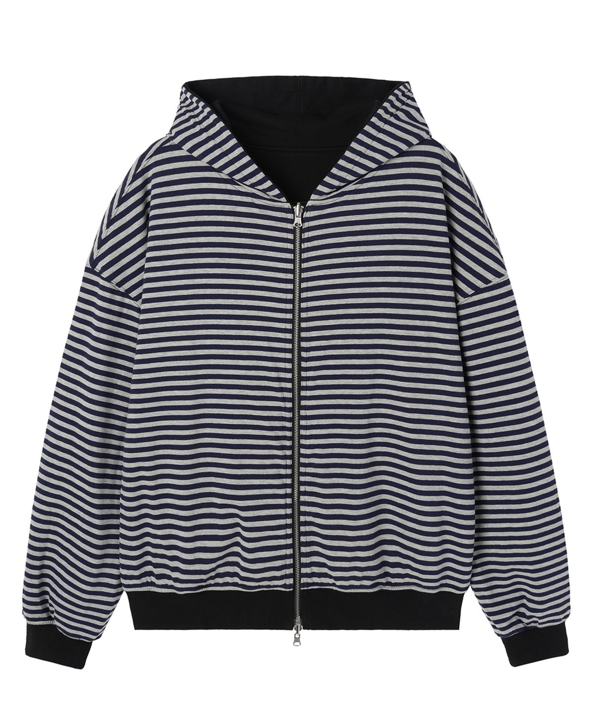 오픈야드(오와이)(OPENYARD(OY)) REVERSIBLE STRIPE HOODIE ZIP UP - BLACK