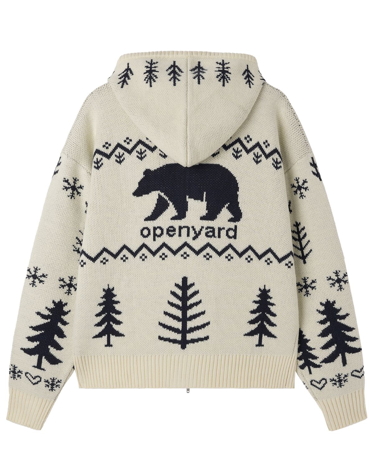 오픈야드(오와이)(OPENYARD(OY)) POLAR BEAR KNIT HOODIE ZIP UP - IVORY