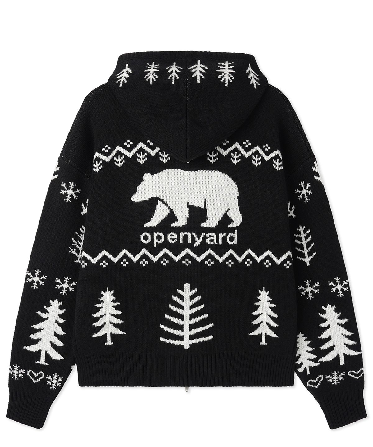 오픈야드(오와이)(OPENYARD(OY)) POLAR BEAR KNIT HOODIE ZIP UP - BLACK