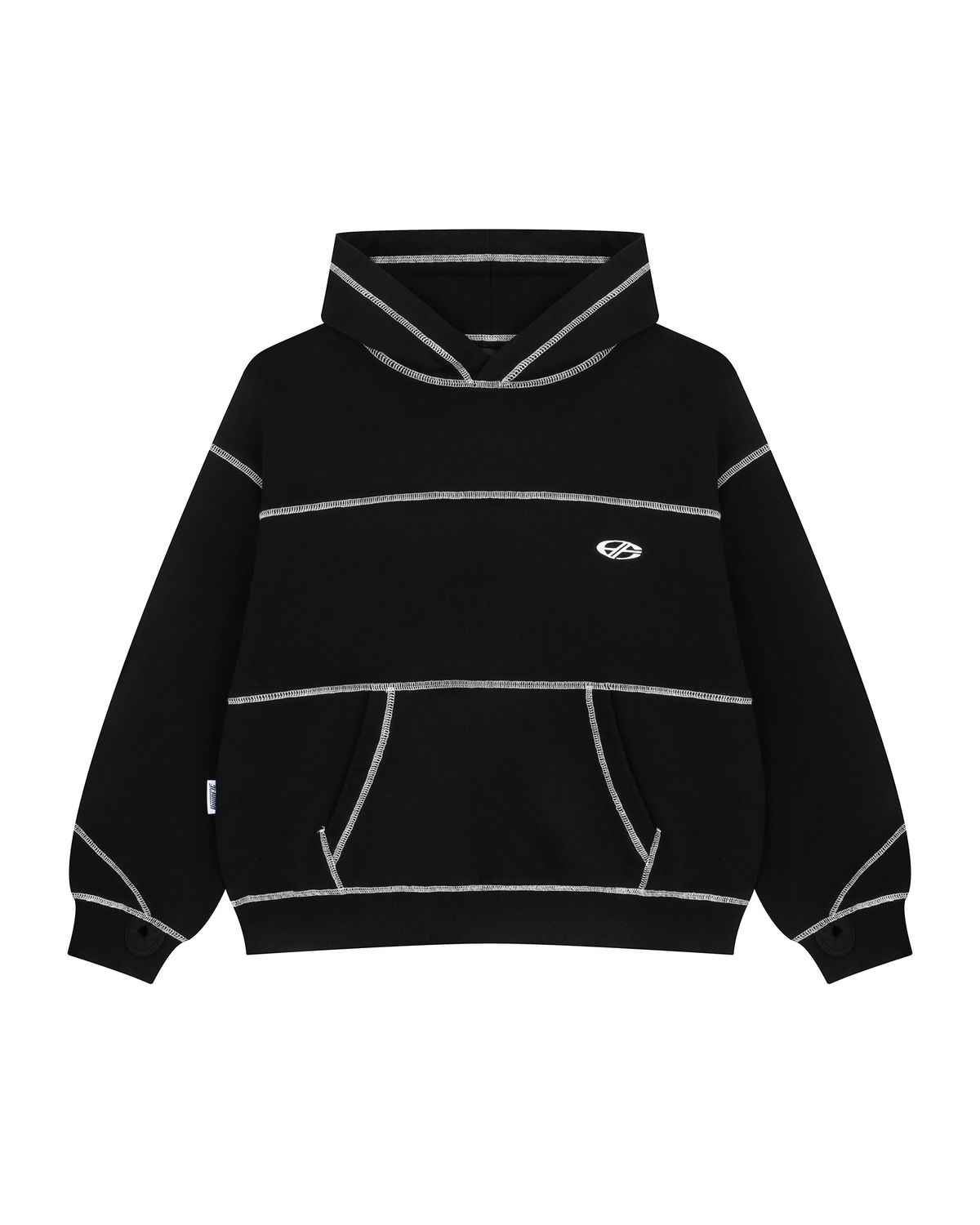 현피트(HYUNFIT) COVERSTITCH LINE HOODIE-[BLACK]