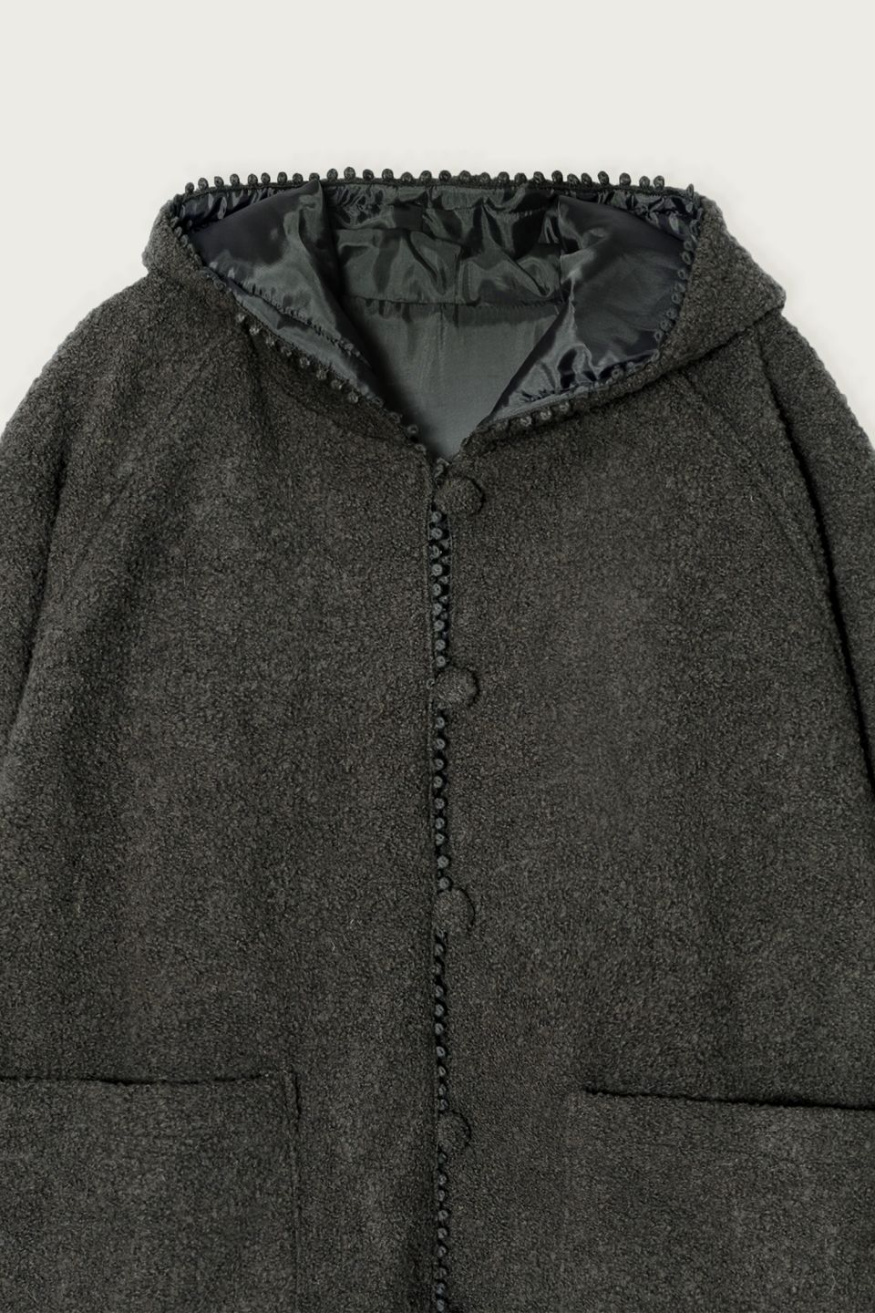 MUSINSA公式 | PESTO フードパーカー付きブークレカーディガン ダーク