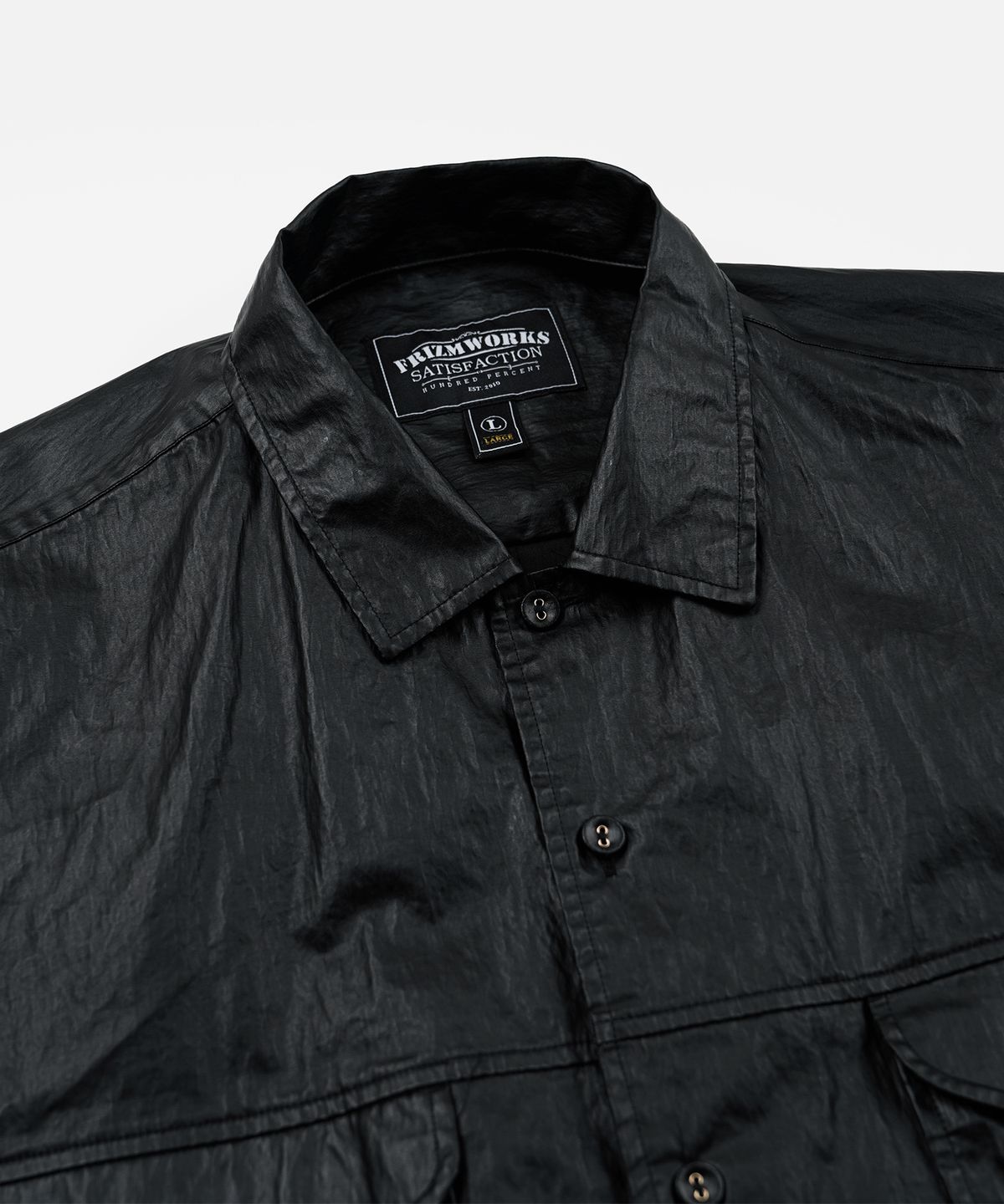 프리즘웍스(FRIZMWORKS) COATED WORK SHIRT JACKET _ BLACK