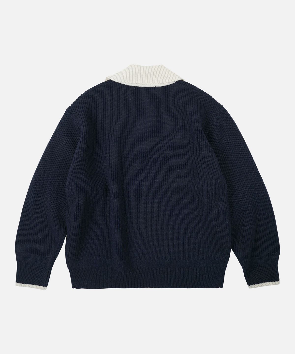 프리즘웍스(FRIZMWORKS) CONTRAST COLLAR HALF ZIP KNIT _ NAVY