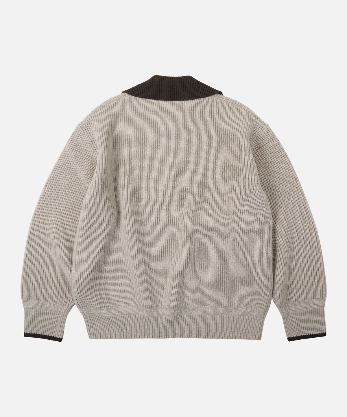 프리즘웍스(FRIZMWORKS) CONTRAST COLLAR HALF ZIP KNIT _ COCOA