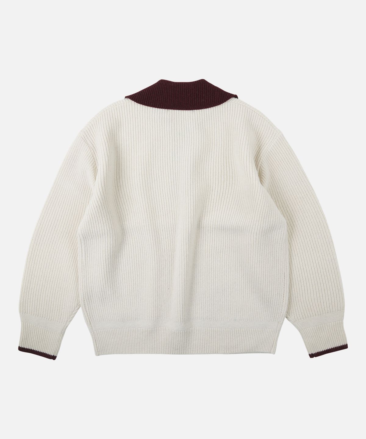 프리즘웍스(FRIZMWORKS) CONTRAST COLLAR HALF ZIP KNIT _ CREAM