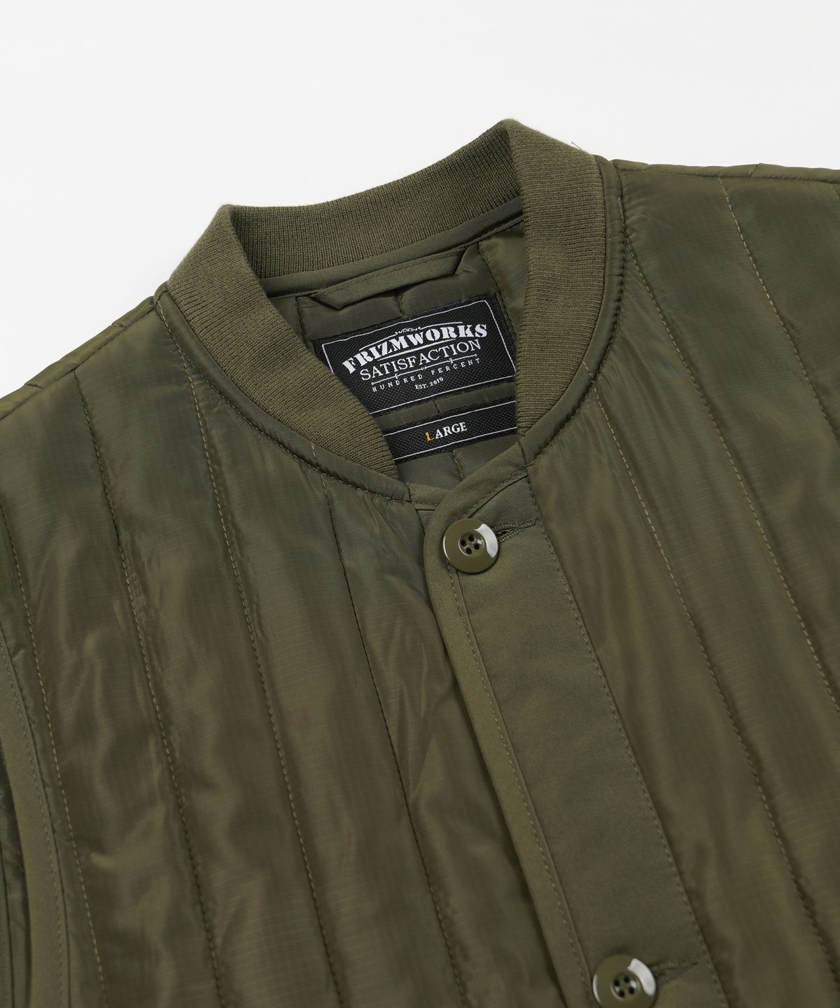 프리즘웍스(FRIZMWORKS) STRIPE QUILTED MIL LINER VEST _ OLIVE