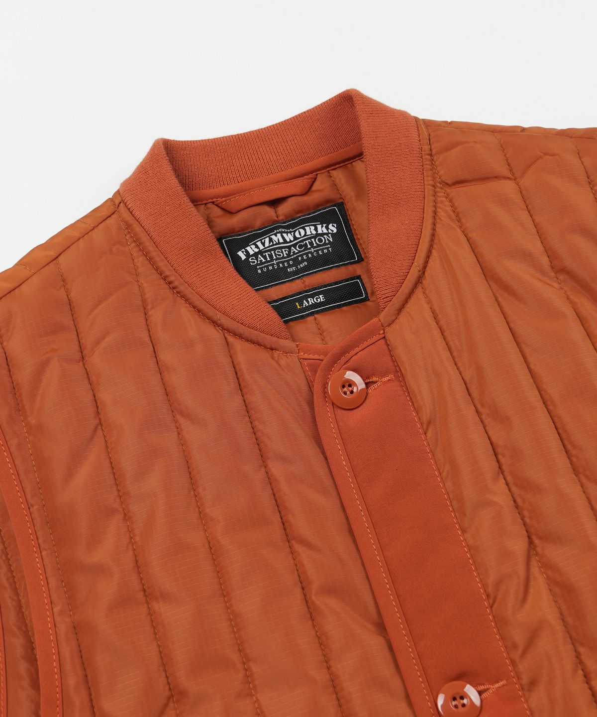 프리즘웍스(FRIZMWORKS) STRIPE QUILTED MIL LINER VEST _ ORANGE