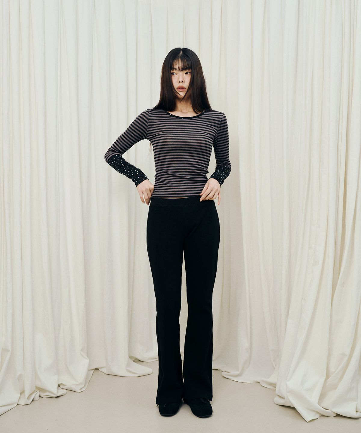 미헤브(MIHEV) 레이어드 스트라이프 롱슬리브