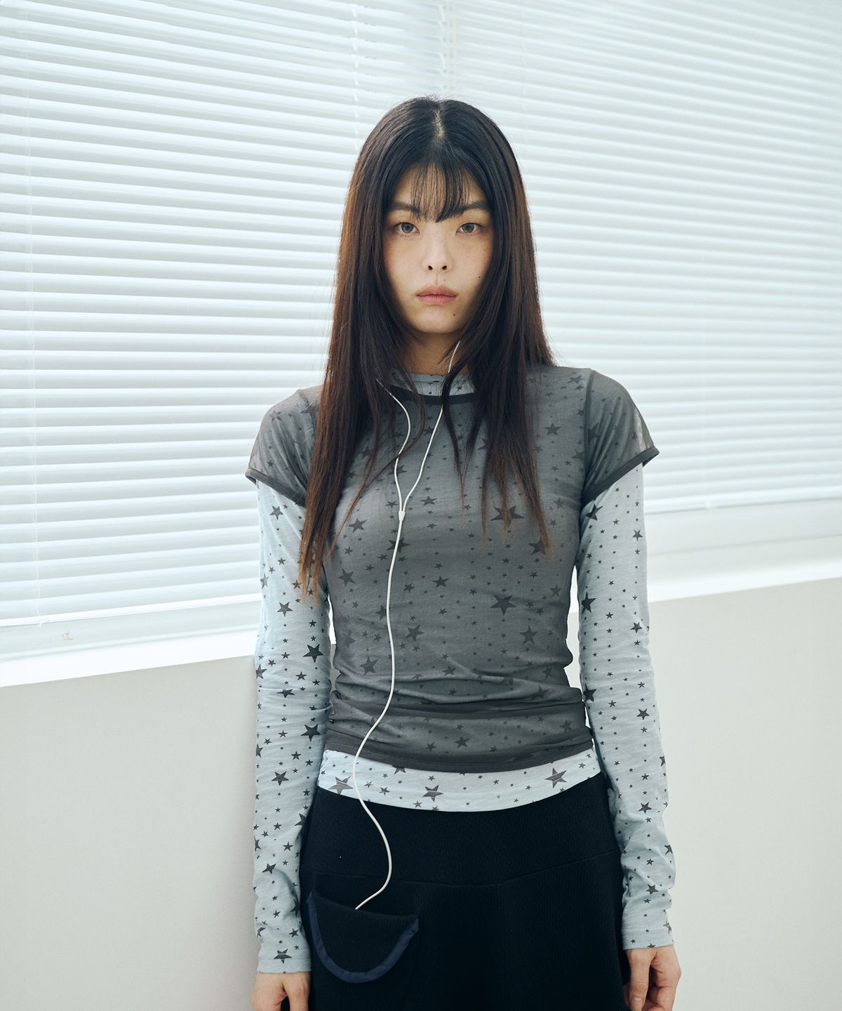미헤브(MIHEV) 스타 레이어드 롱슬리브 세트 스카이블루 그레이