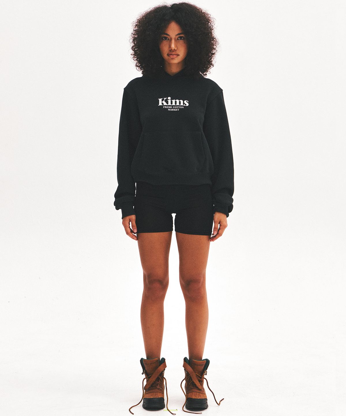 킴스 프레시 코튼 마켓(KIMS FRESH COTTON MARKET) (Unisex) Kims Bam Logo Hoodie Black