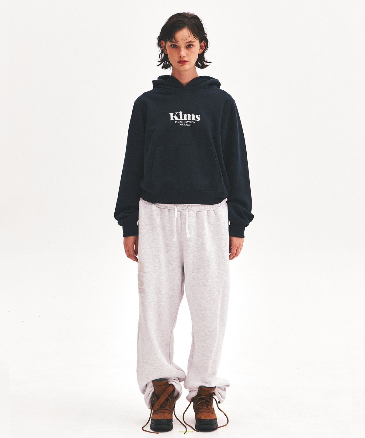 킴스 프레시 코튼 마켓(KIMS FRESH COTTON MARKET) (Unisex) Kims Bam Logo Hoodie Navy