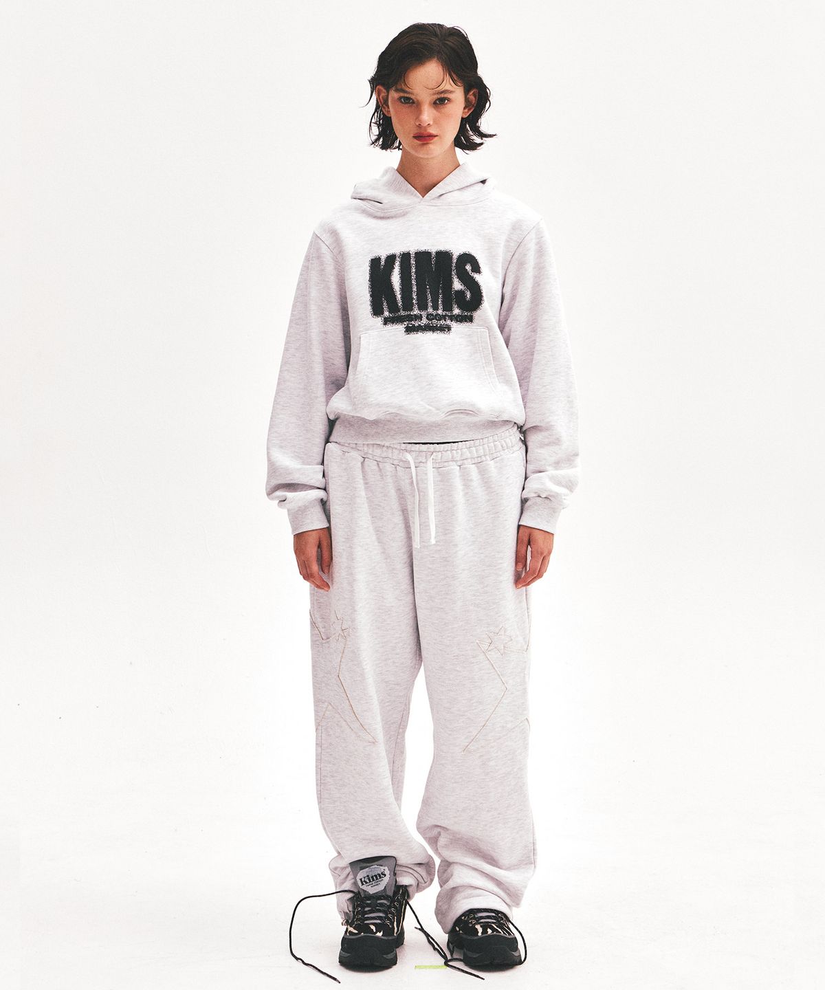 킴스 프레시 코튼 마켓(KIMS FRESH COTTON MARKET) Hazy Elve Logo Hoodie Grey