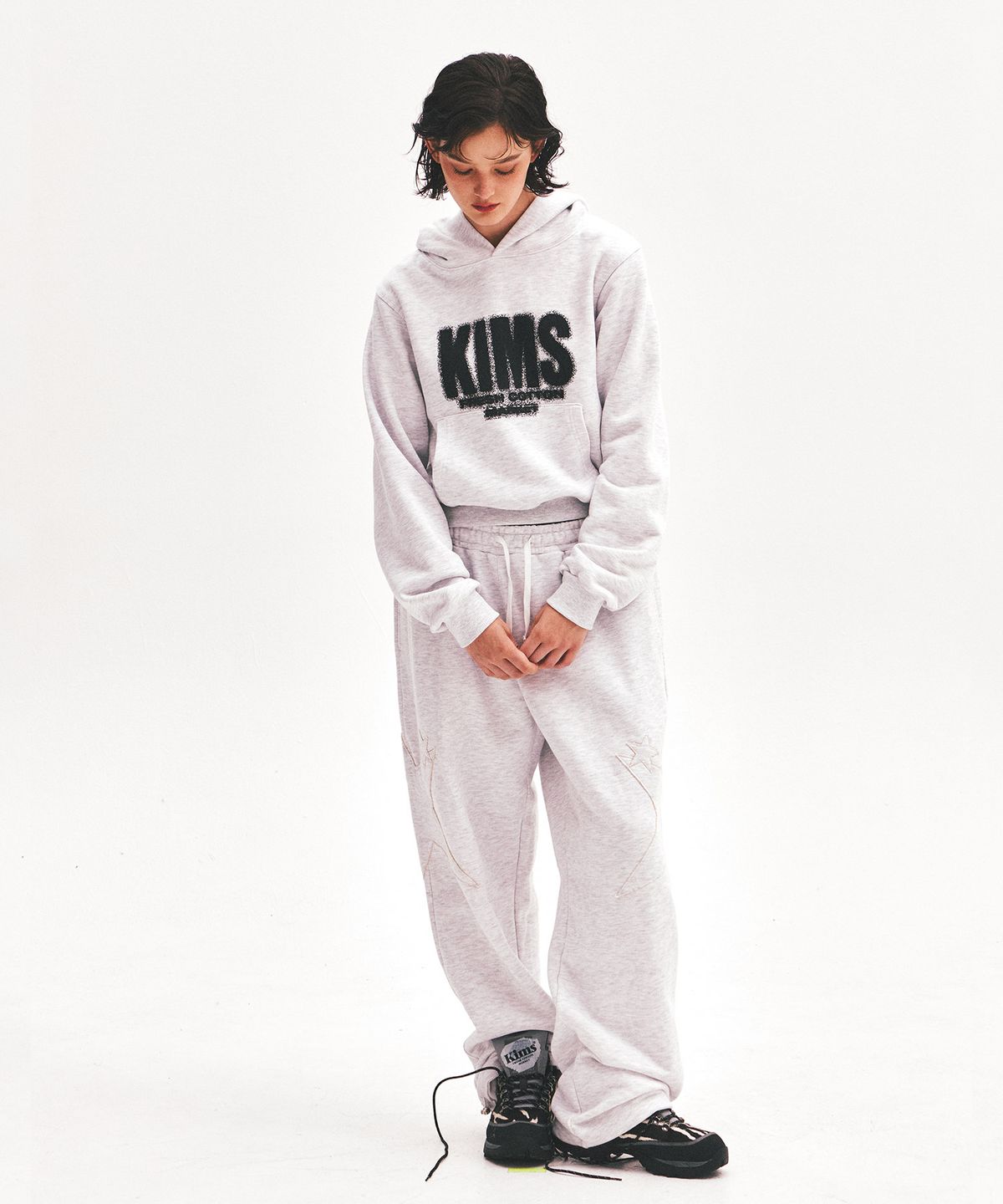 킴스 프레시 코튼 마켓(KIMS FRESH COTTON MARKET) Hazy Elve Logo Hoodie Grey
