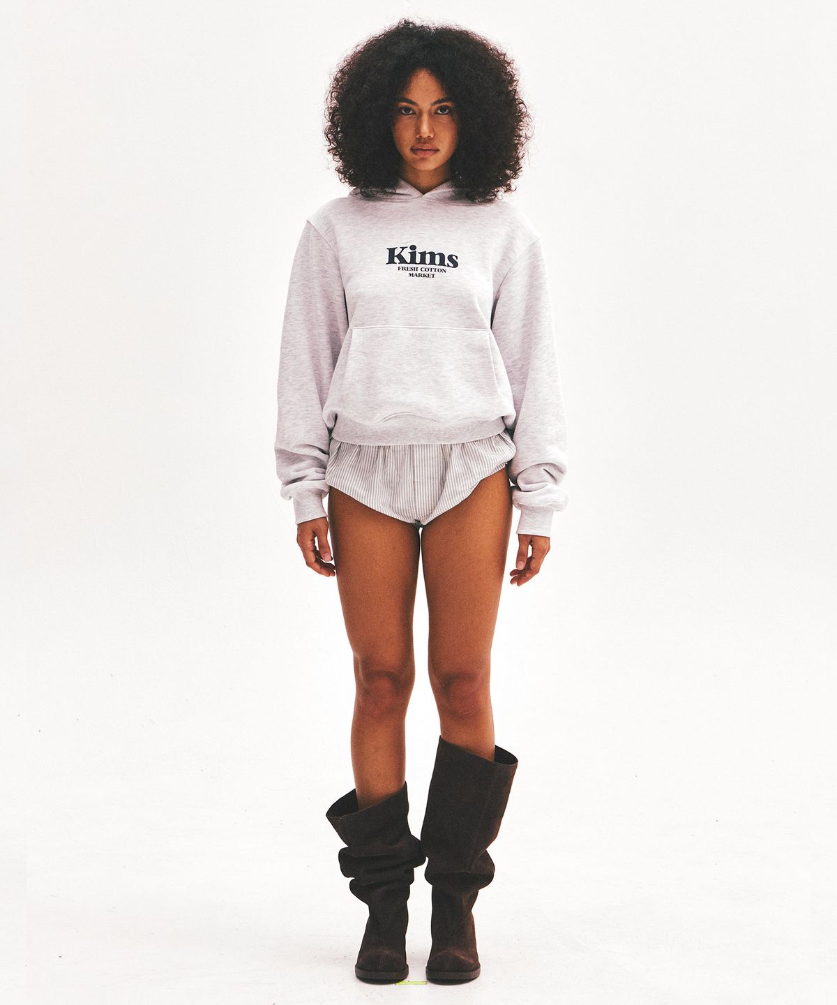 킴스 프레시 코튼 마켓(KIMS FRESH COTTON MARKET) (Unisex) Kims Bam Logo Hoodie Grey