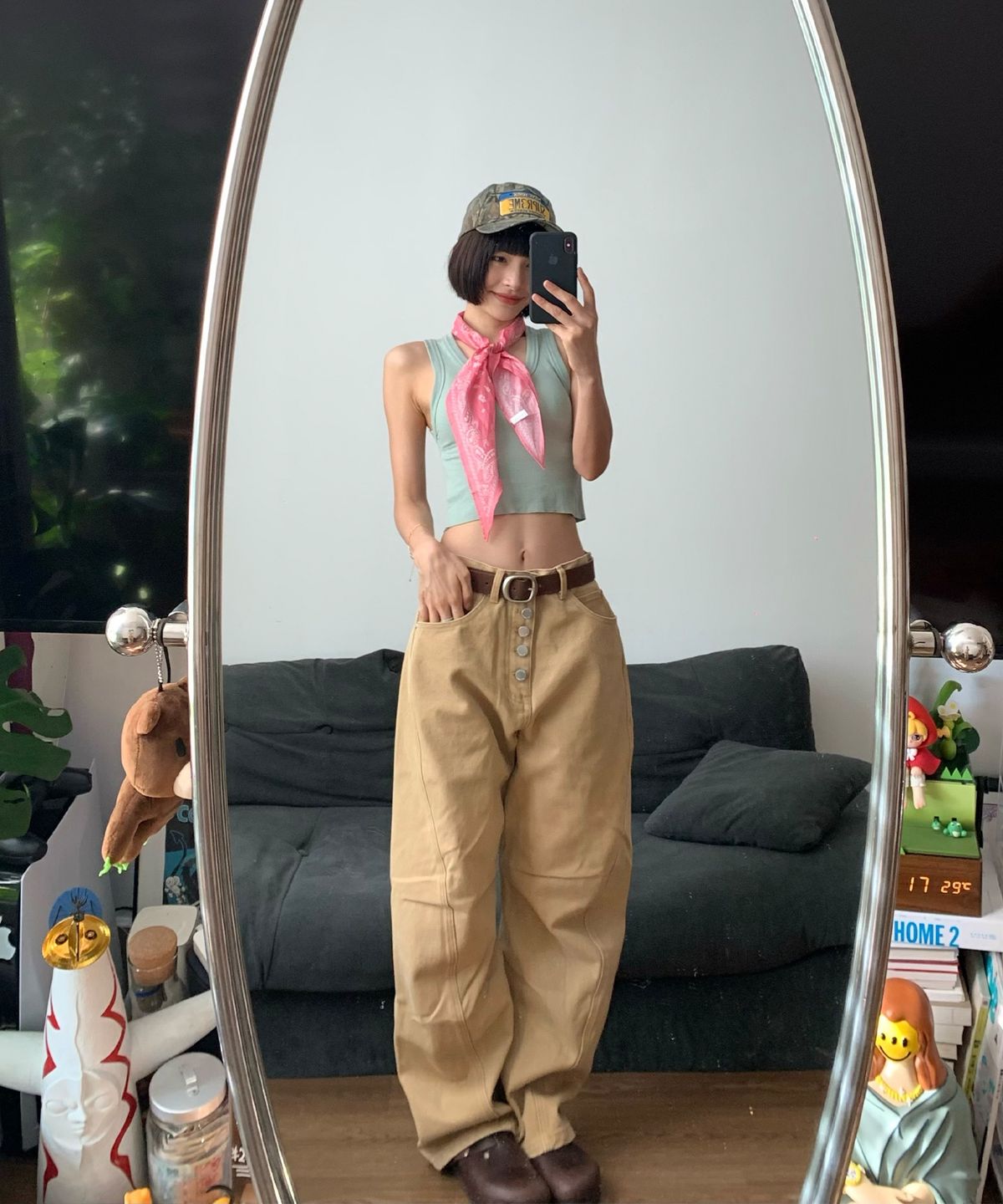스팁(STEEPC) 80s*Curved work pants_fake button-fly