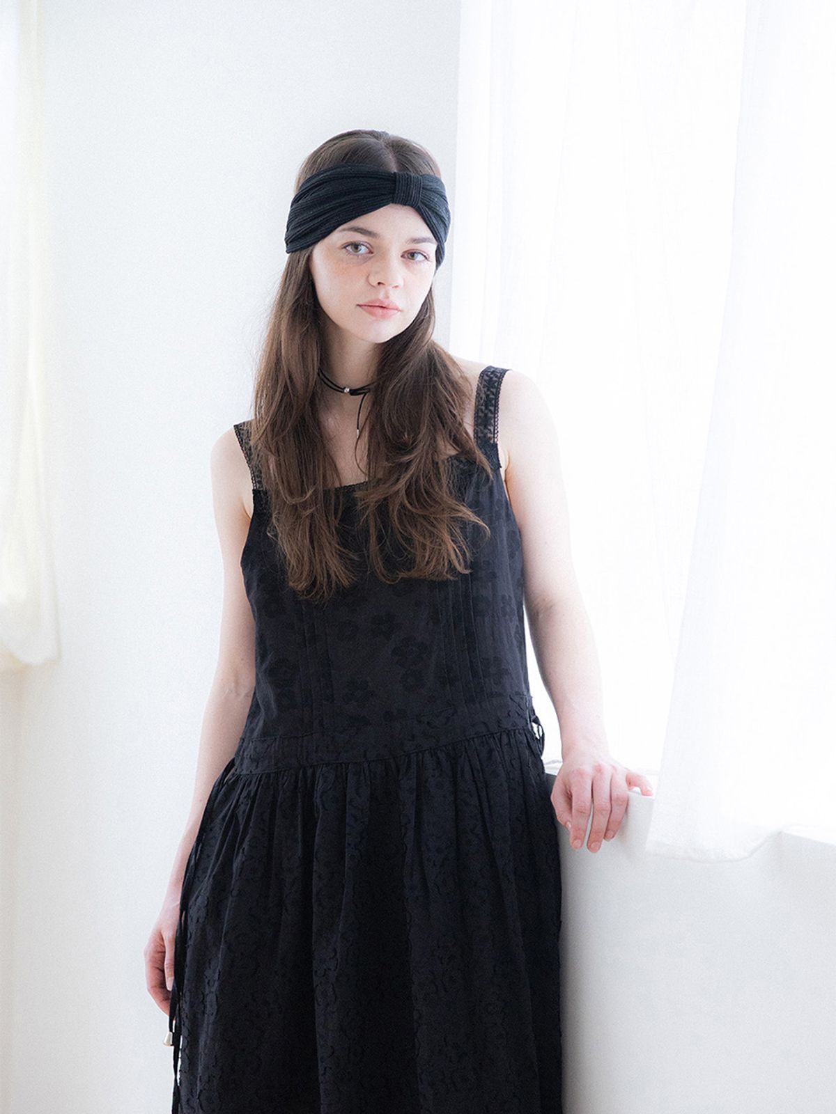 소르디(SORDI) Flower Jacquard Dress_black