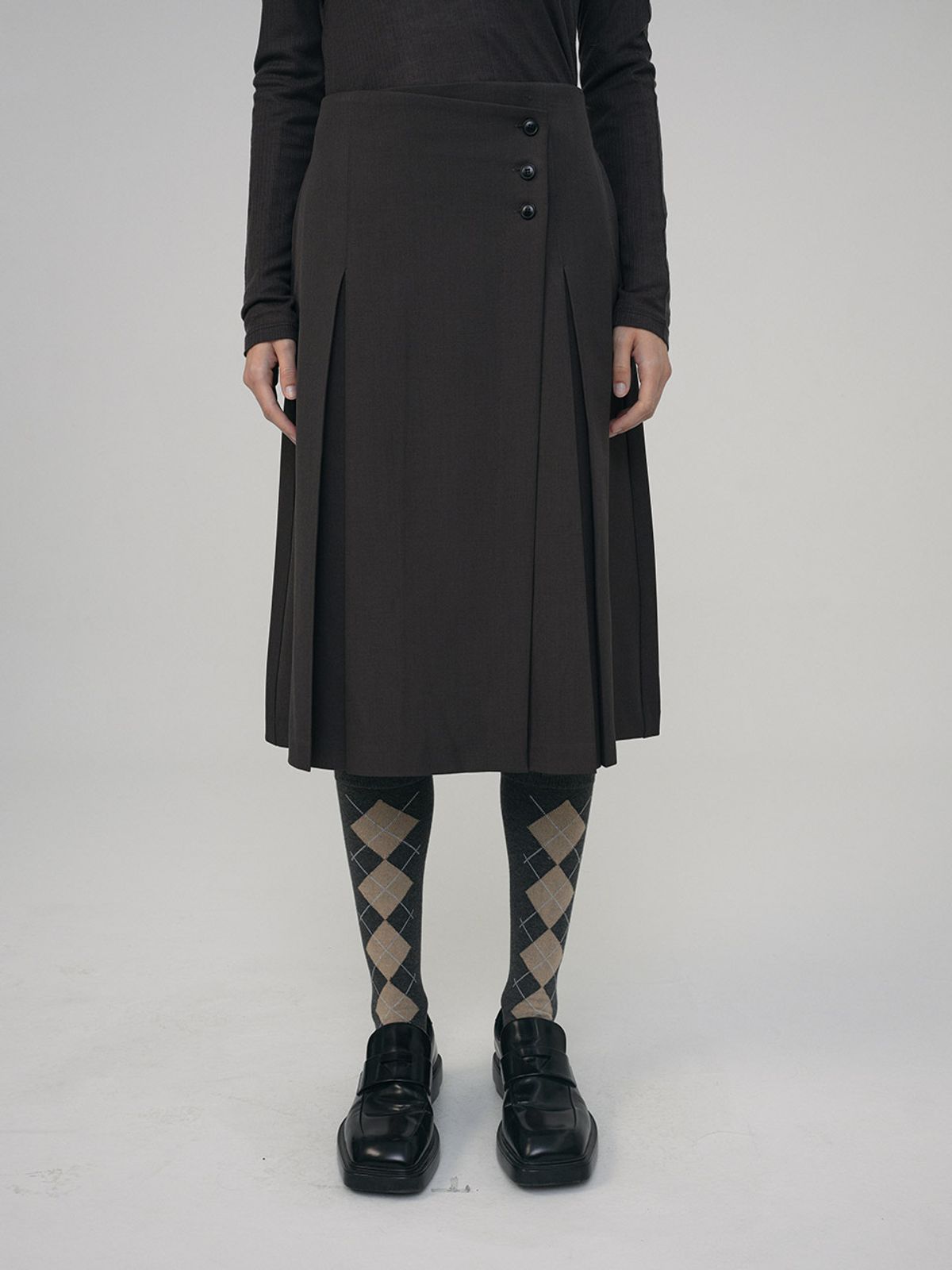 헌치(HUNCH) Unbalanced Wrap Skirt (2color)