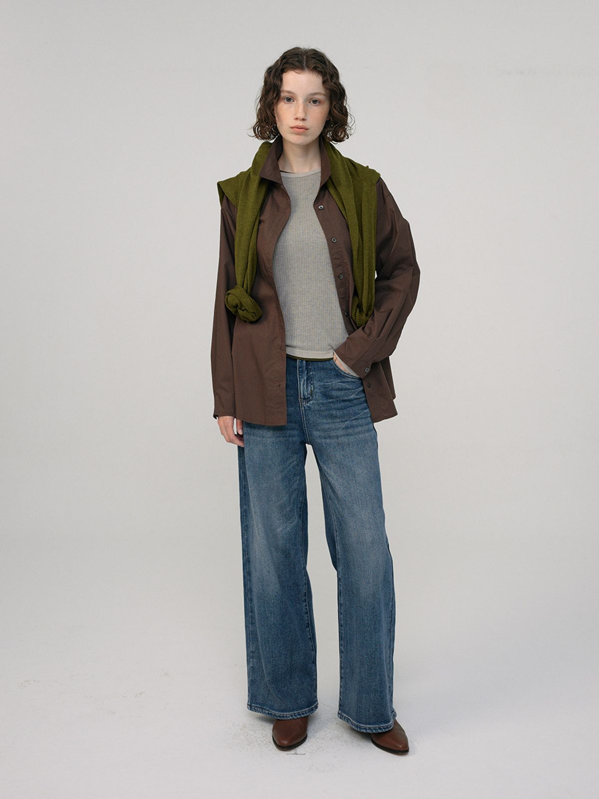 헌치(HUNCH) Boxyfit Open Collar Shirt (2color)