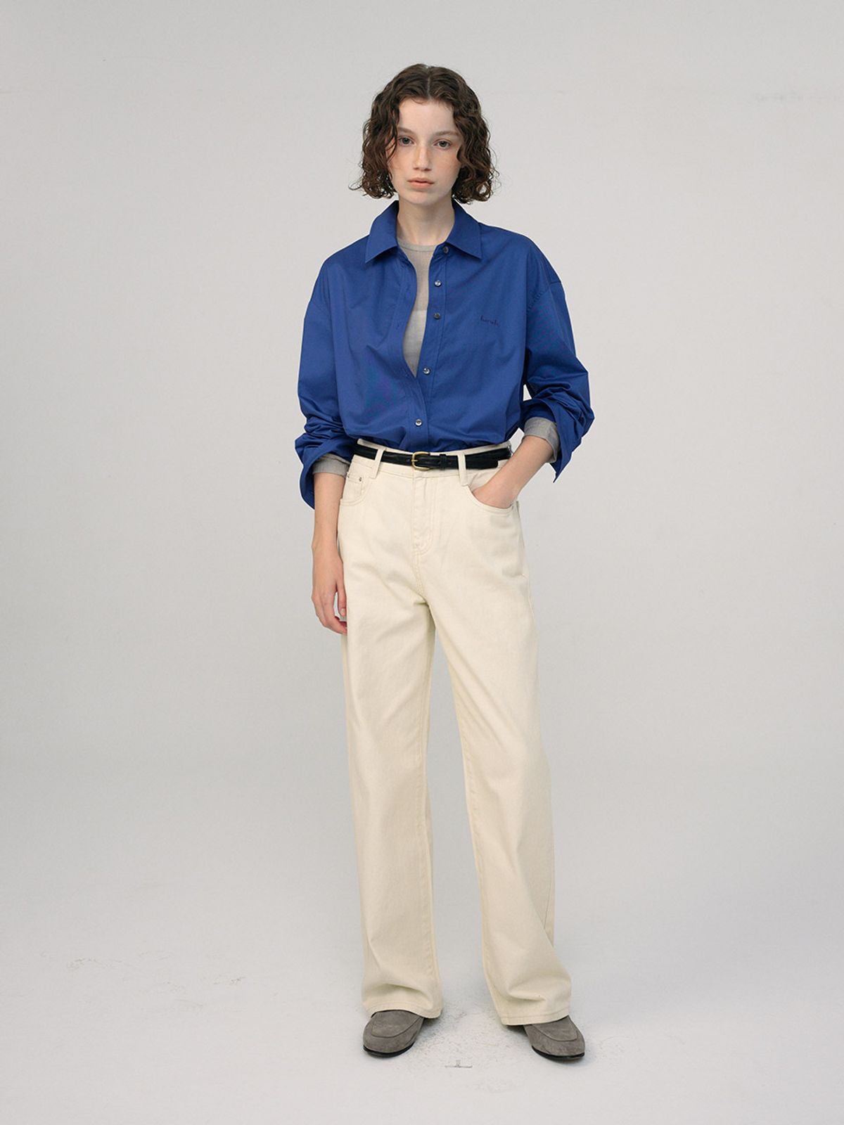 헌치(HUNCH) Unique Overfit Embroidery Shirt (3color)