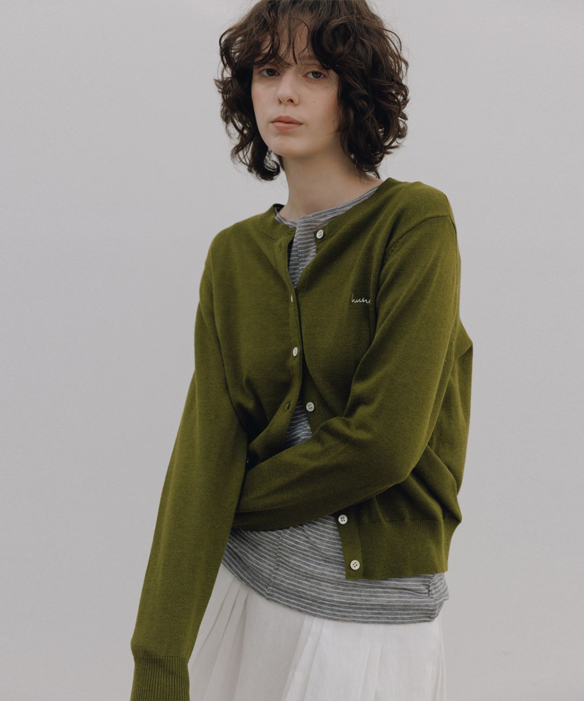 헌치(HUNCH) Basic Round-Neck Cardigan (3color)