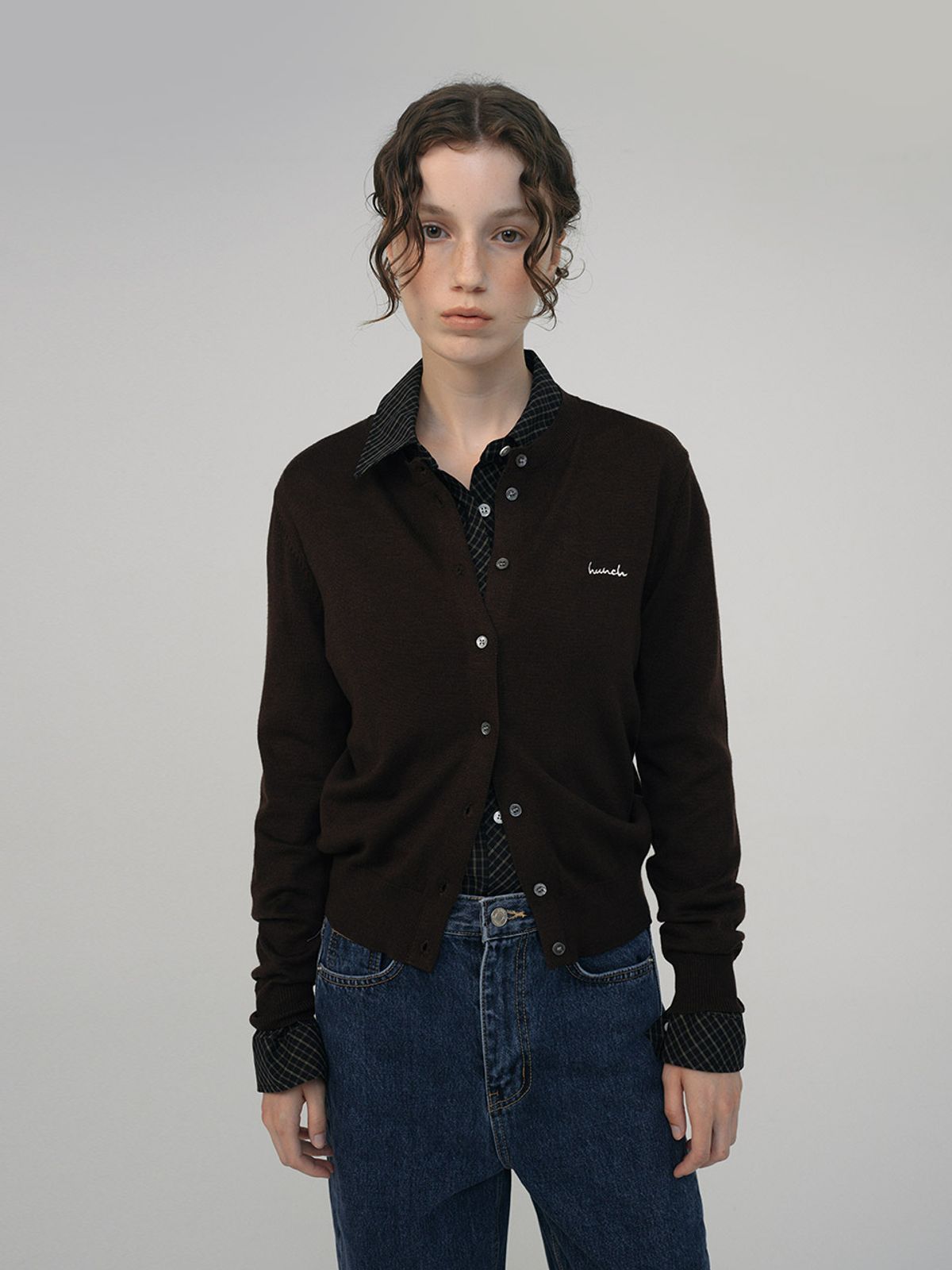 헌치(HUNCH) Basic Round-Neck Cardigan (3color)