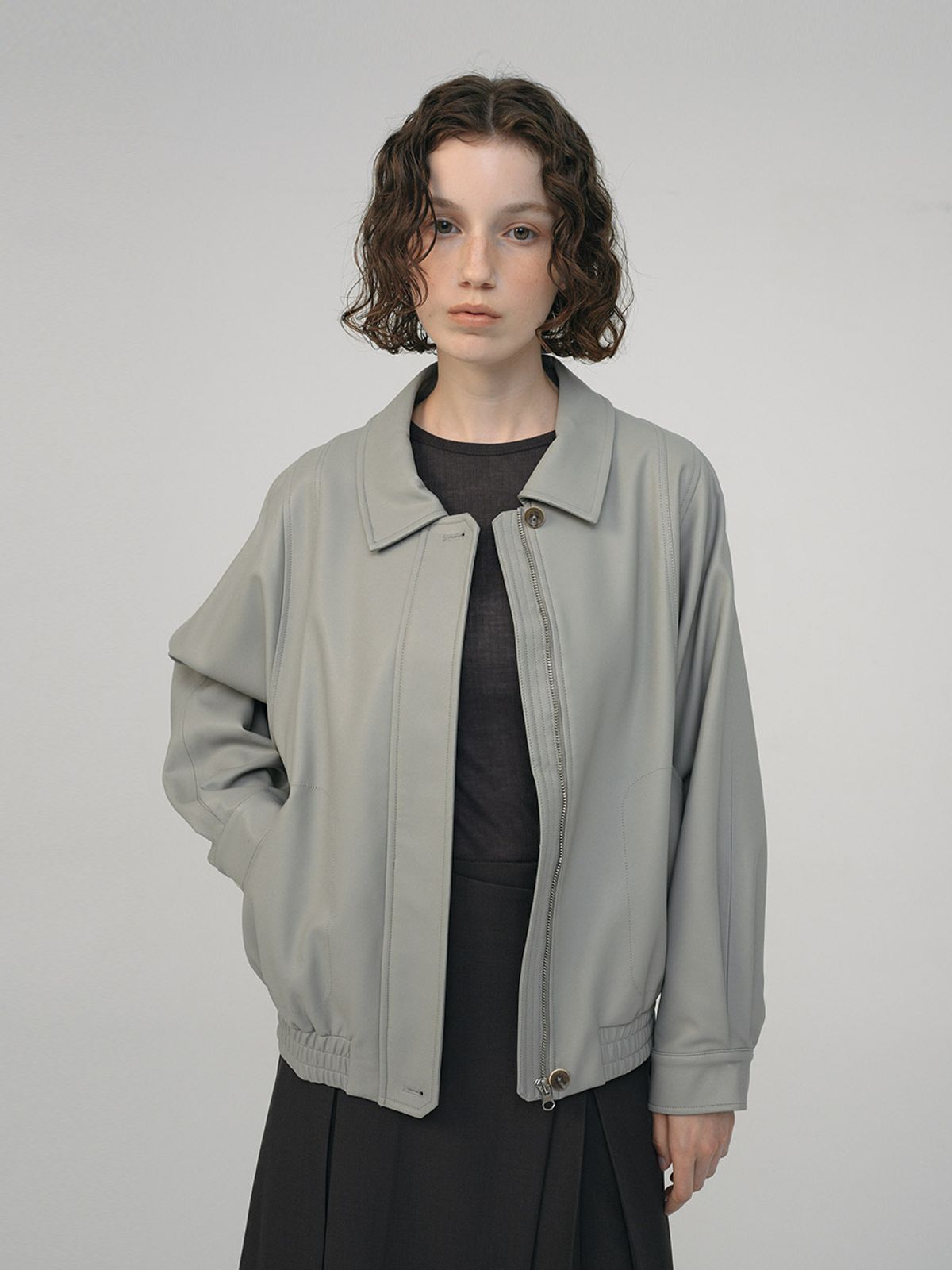 헌치(HUNCH) Leather Zip-Up Jumper
