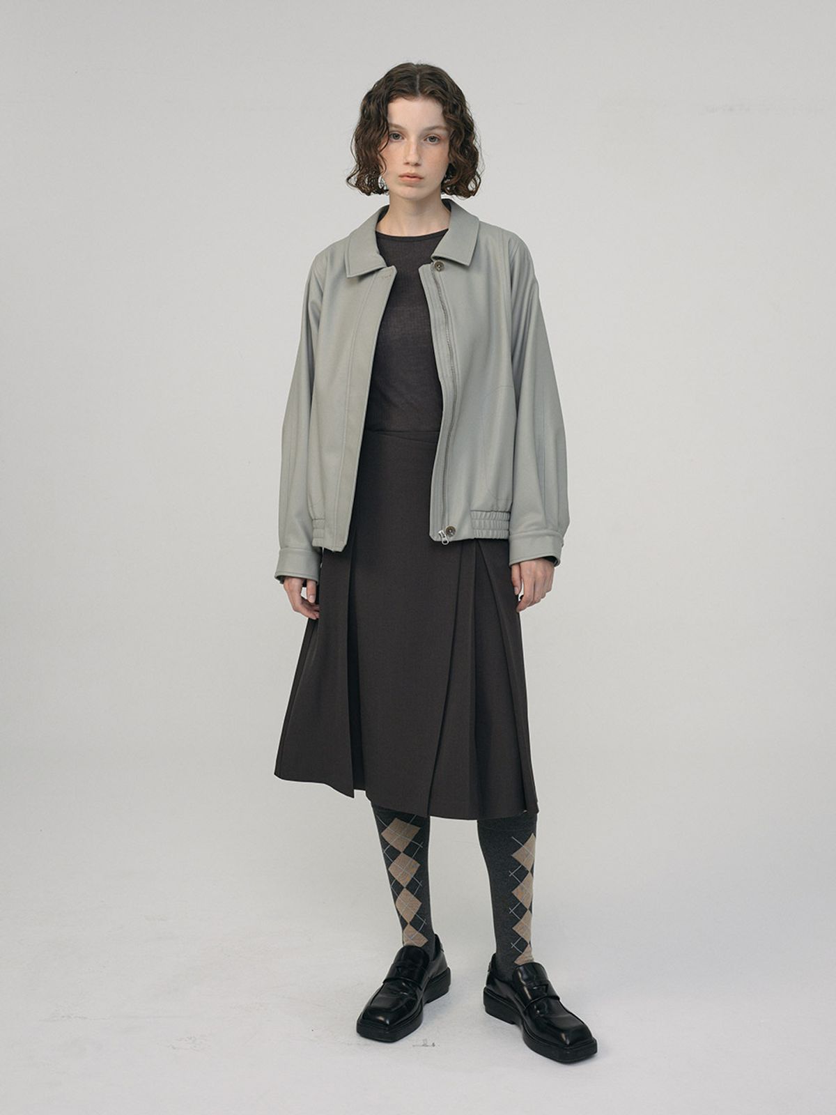 헌치(HUNCH) Leather Zip-Up Jumper