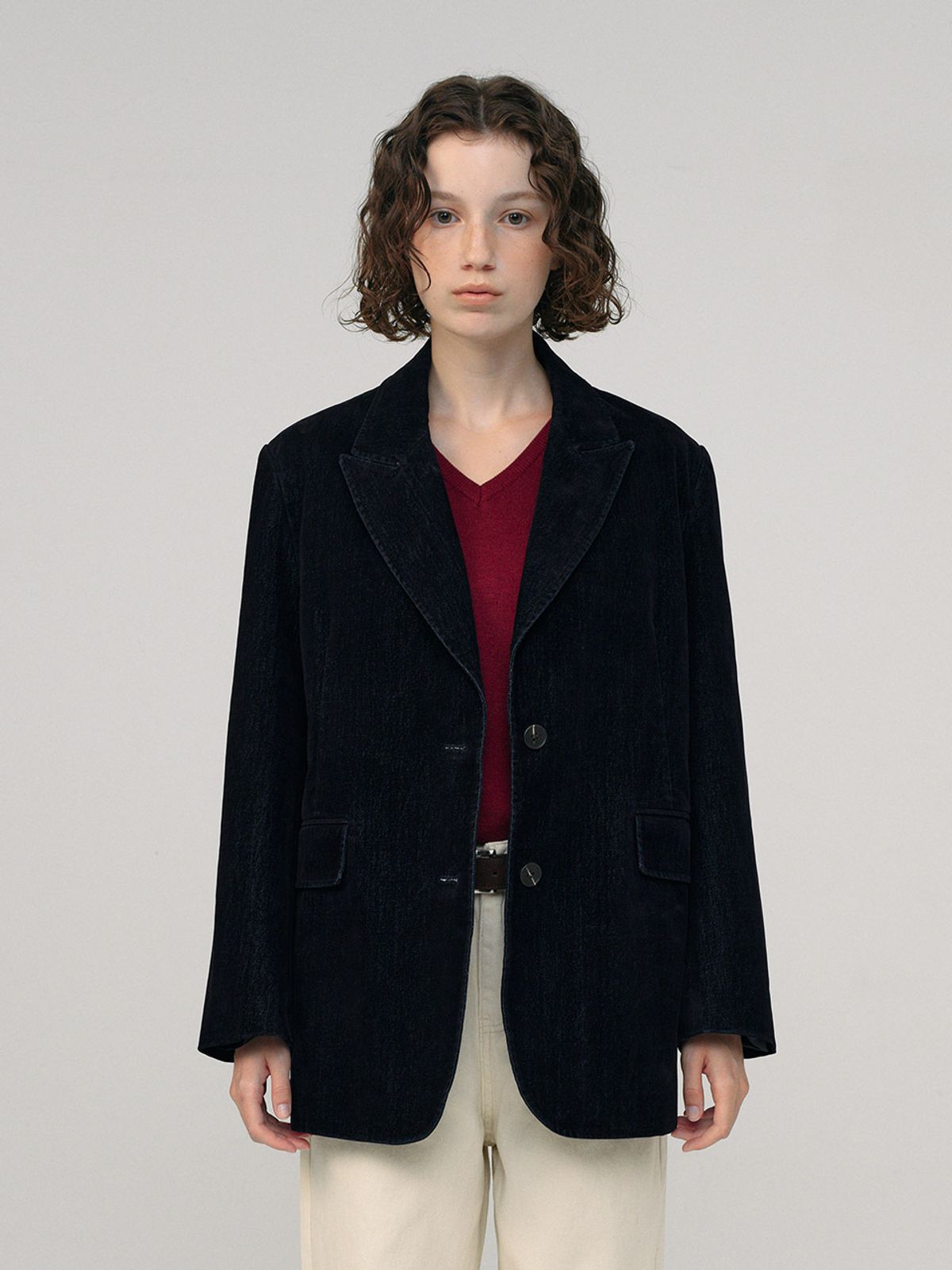 헌치(HUNCH) Velvet Denim Peaked Jacket
