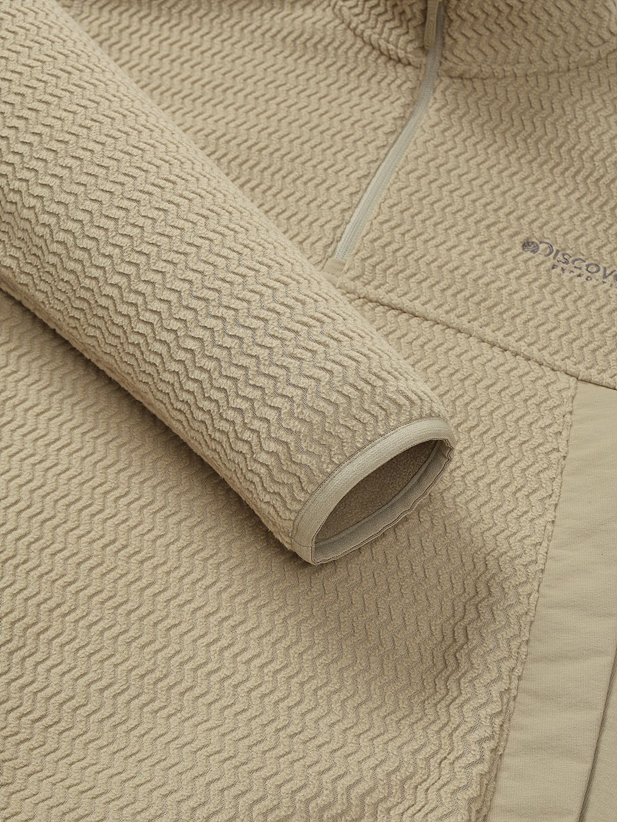 디스커버리 익스페디션(DISCOVERY EXPEDITION) 여성 자가드 플리스 반집업 티셔츠 (L/BEIGE)