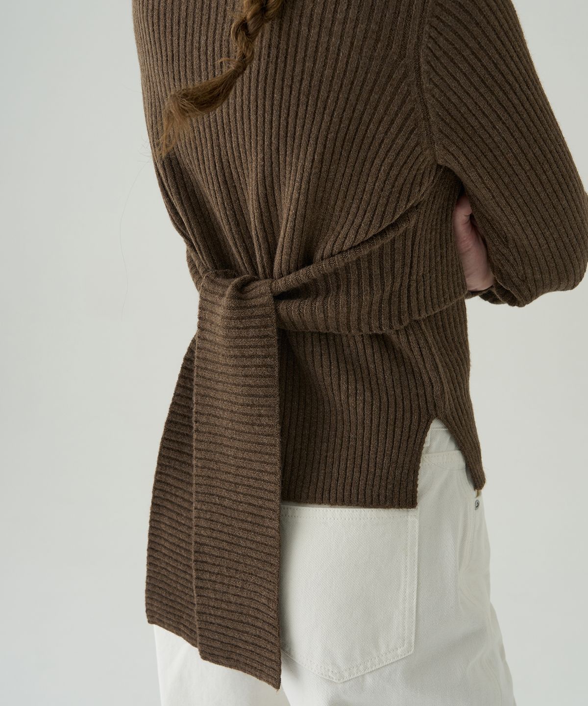 드로우핏 우먼(DRAWFIT WOMEN) 노티드 레이어드 뷔스티에 니트 [BROWN]