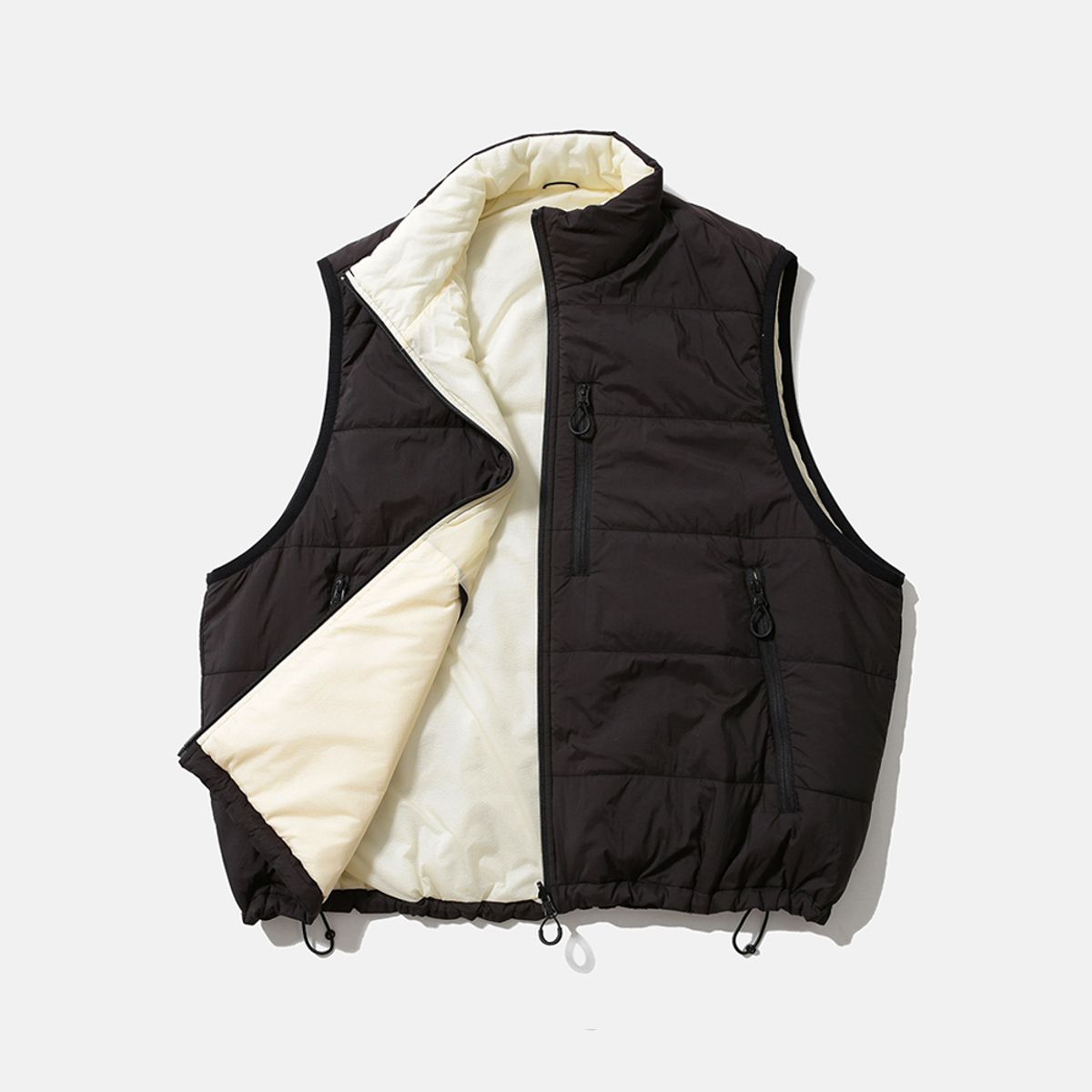 모이프(MOIF) [AW25] REVERSIBLE PUFF VEST / BLACK/ECRU