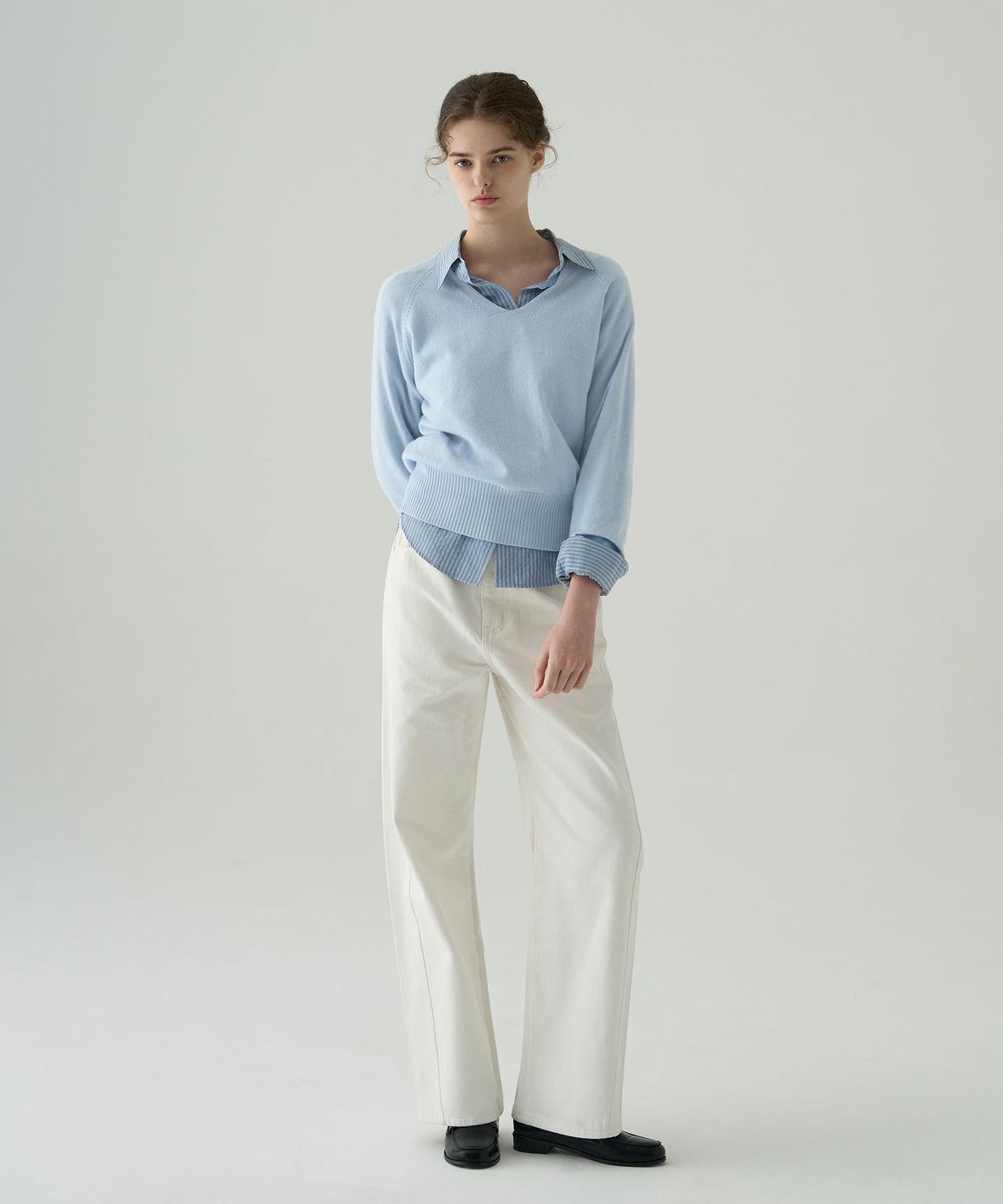 드로우핏 우먼(DRAWFIT WOMEN) 커브드 와이드 핏 데님 팬츠 [WHITE]