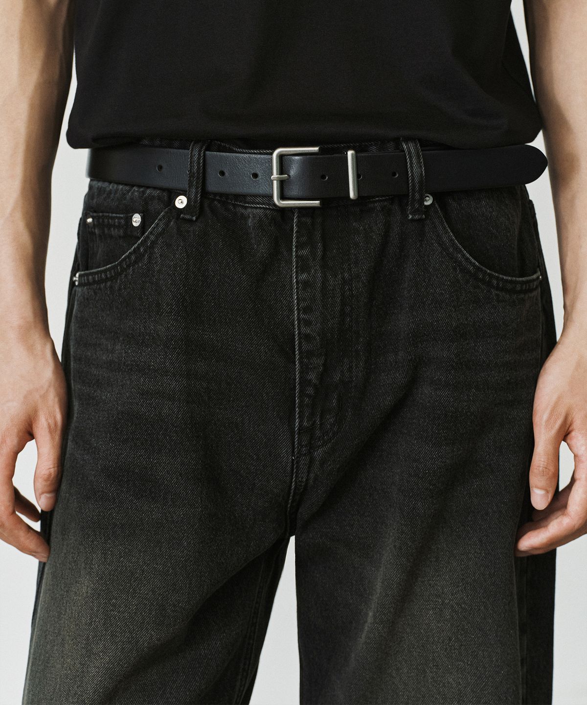 브랜디드(BRANDED) WIDE DENIM PANTS [OIL BLACK]