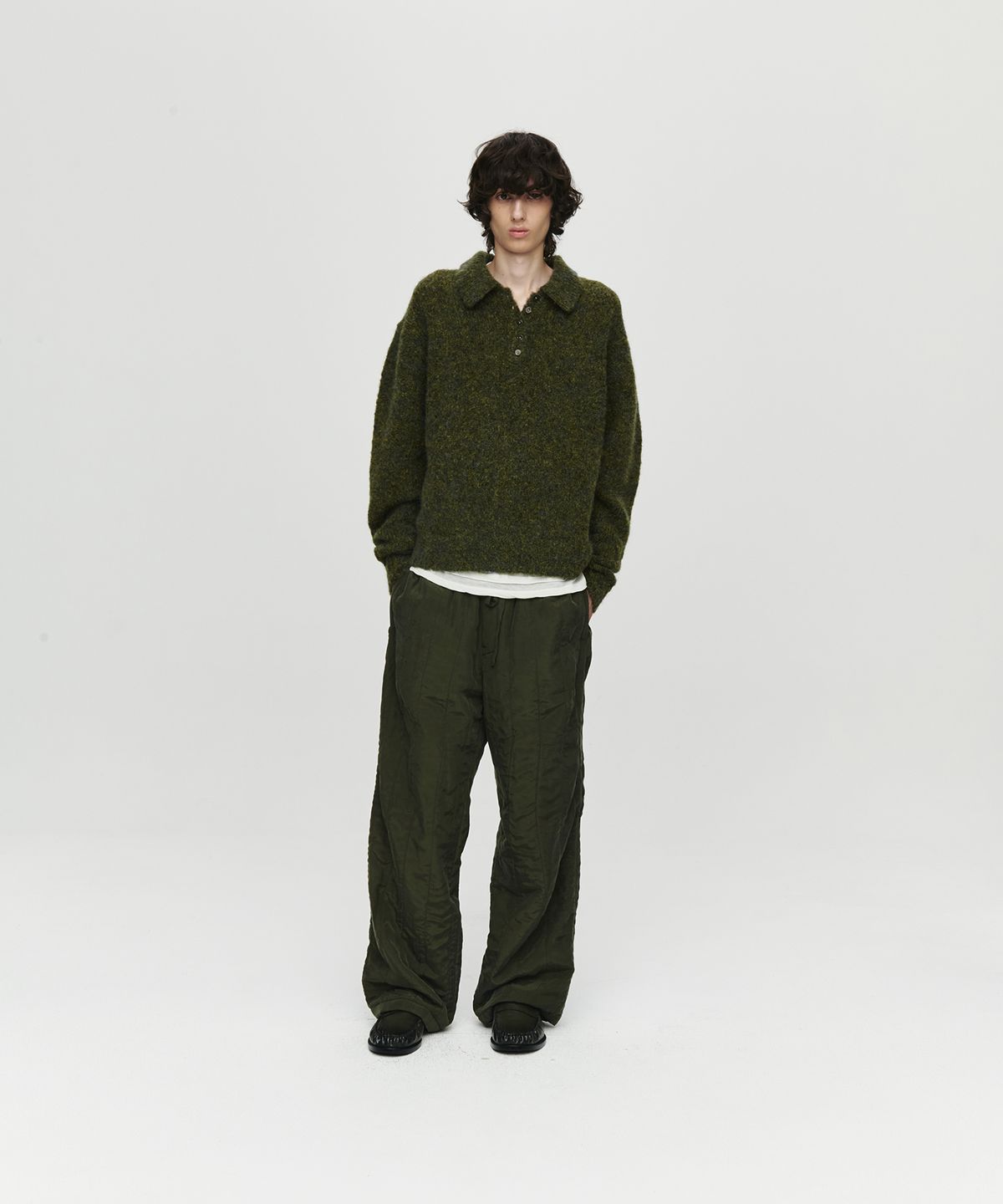 호이테(HEUTE) HET MOHAIR POLO KNIT (KHAKI)