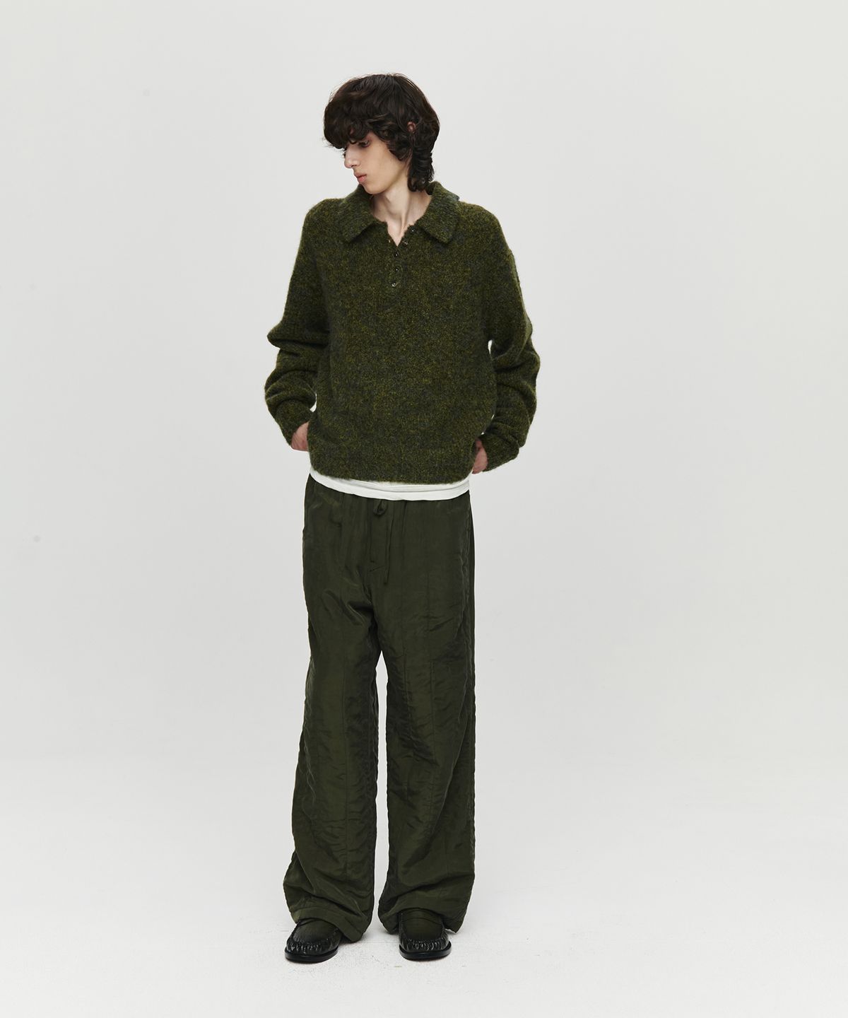 호이테(HEUTE) HET MOHAIR POLO KNIT (KHAKI)