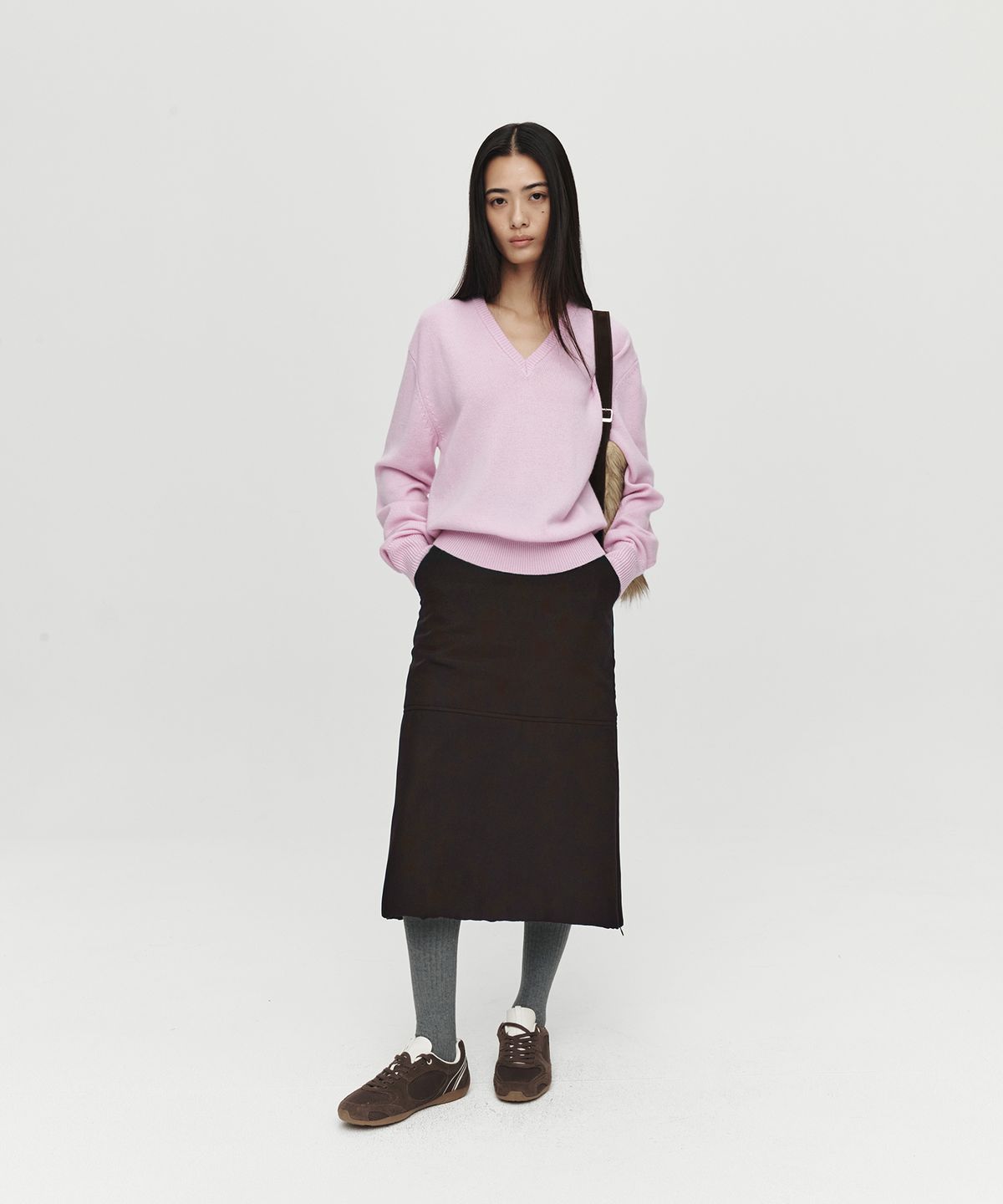 호이테(HEUTE) CASHMERE WOOL V NECK KNIT (PINK)