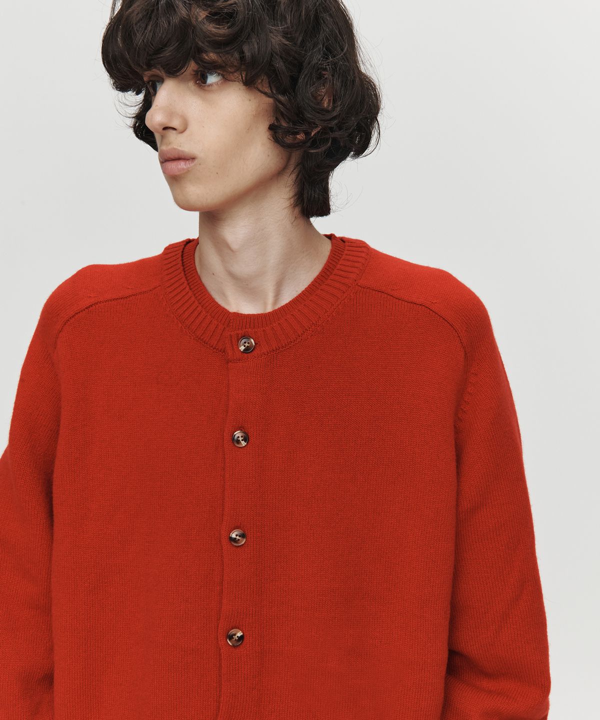 호이테(HEUTE) DOUBLE RIB CROP KNIT CARDIGAN (RED)
