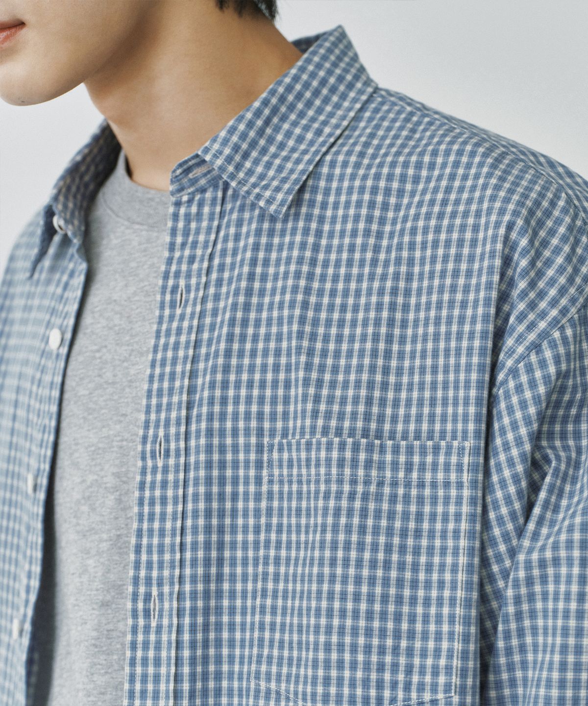 브랜디드(BRANDED) MUSE CHECK SHIRT [OCEAN BLUE]