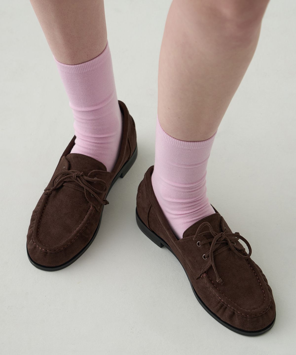 드로우핏 우먼(DRAWFIT WOMEN) 로아 스웨이드 레이스업 로퍼 [MAHOGANY BROWN]