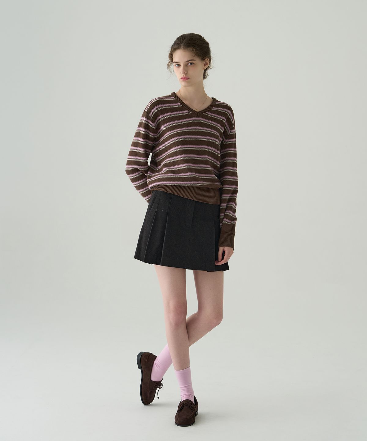 드로우핏 우먼(DRAWFIT WOMEN) 로아 스웨이드 레이스업 로퍼 [MAHOGANY BROWN]
