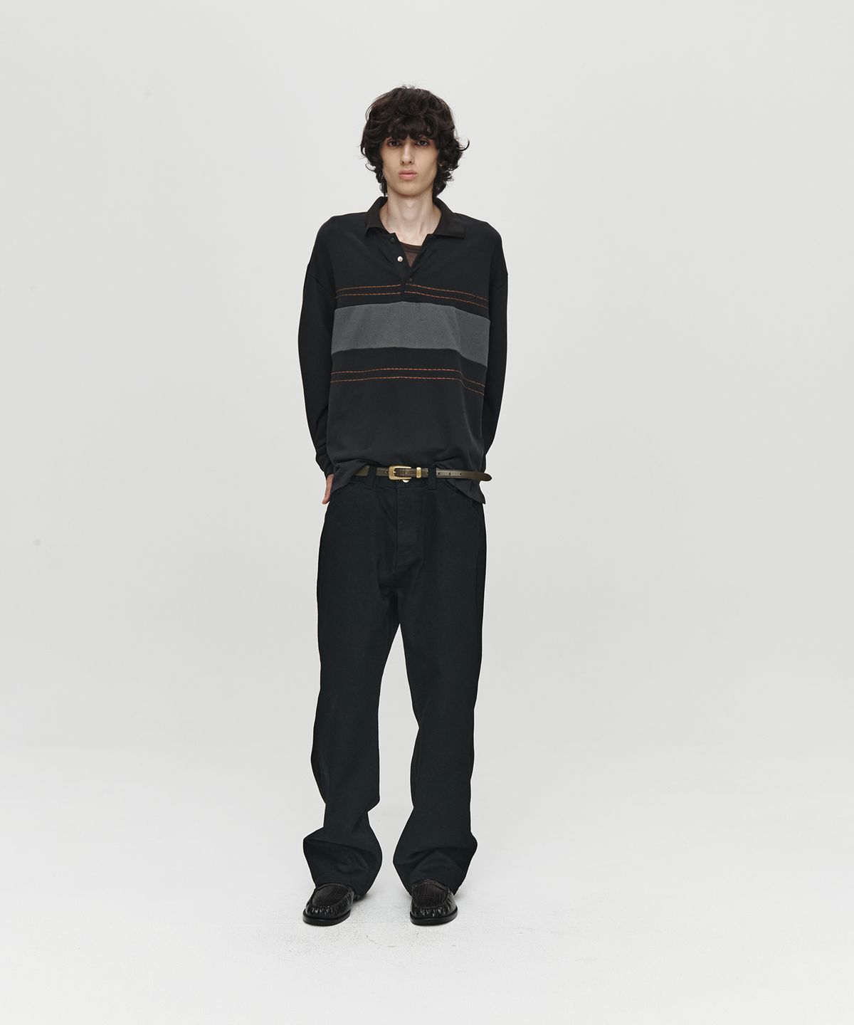 호이테(HEUTE) HET TRACK STRIPE POLO (DARK GREY)