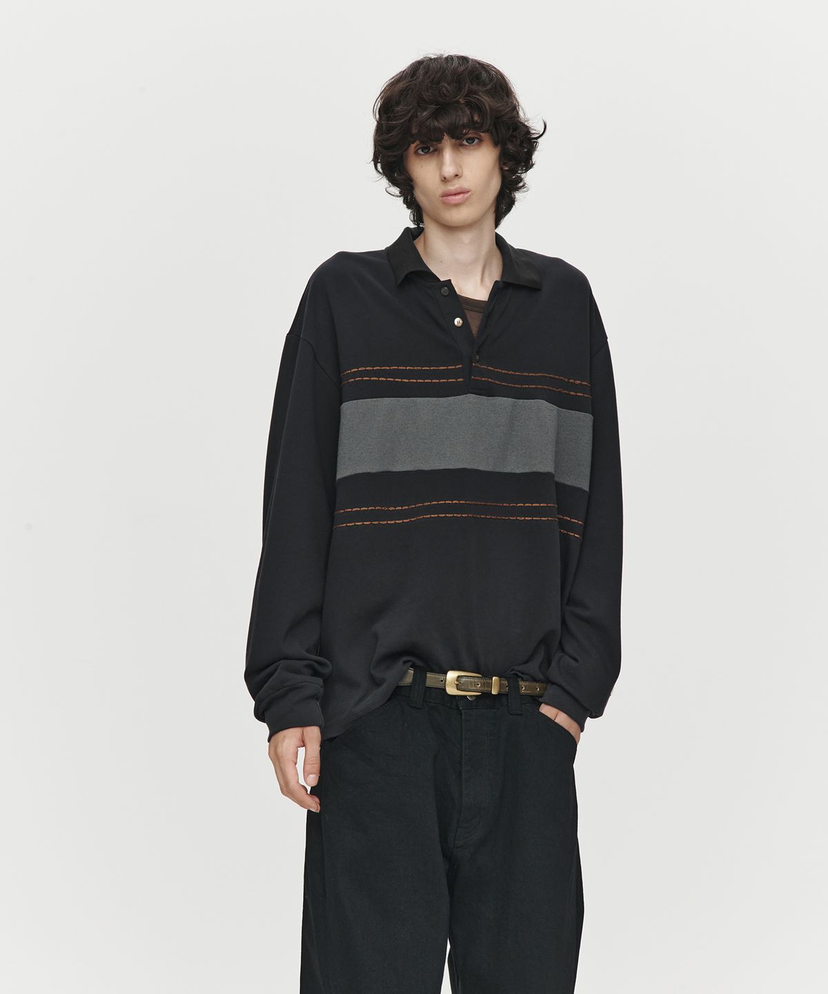 호이테(HEUTE) HET TRACK STRIPE POLO (DARK GREY)