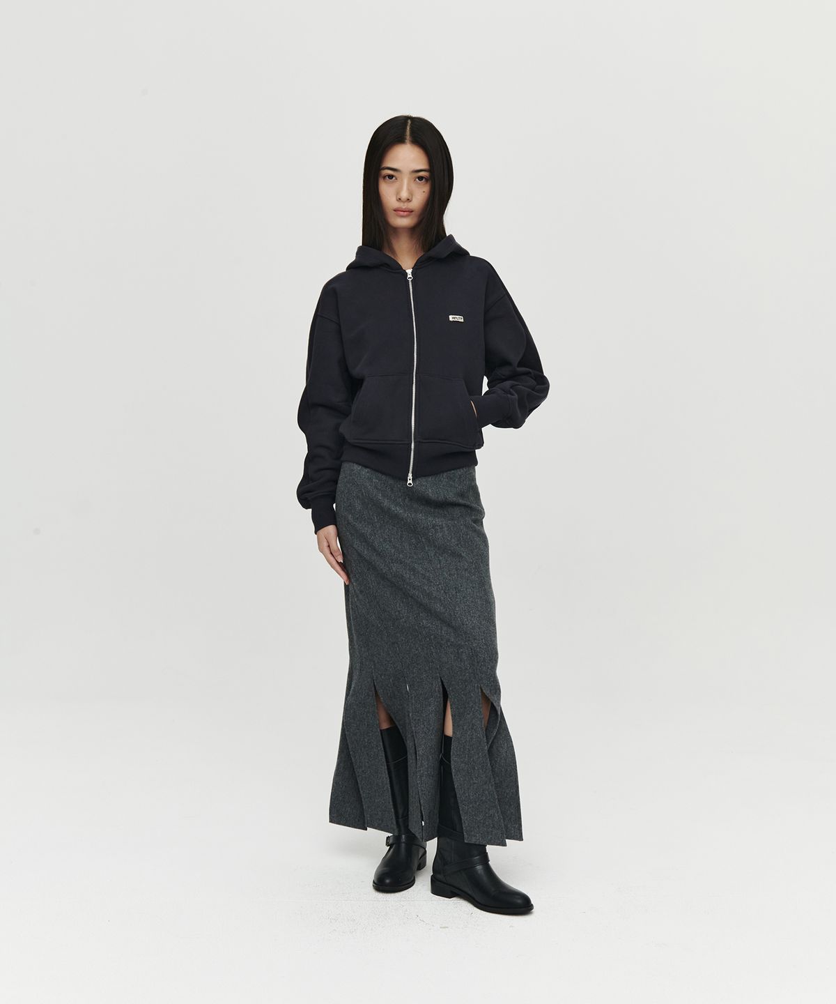 호이테(HEUTE) HET SIGNATURE HOODIE ZIP-UP (DARK GREY)