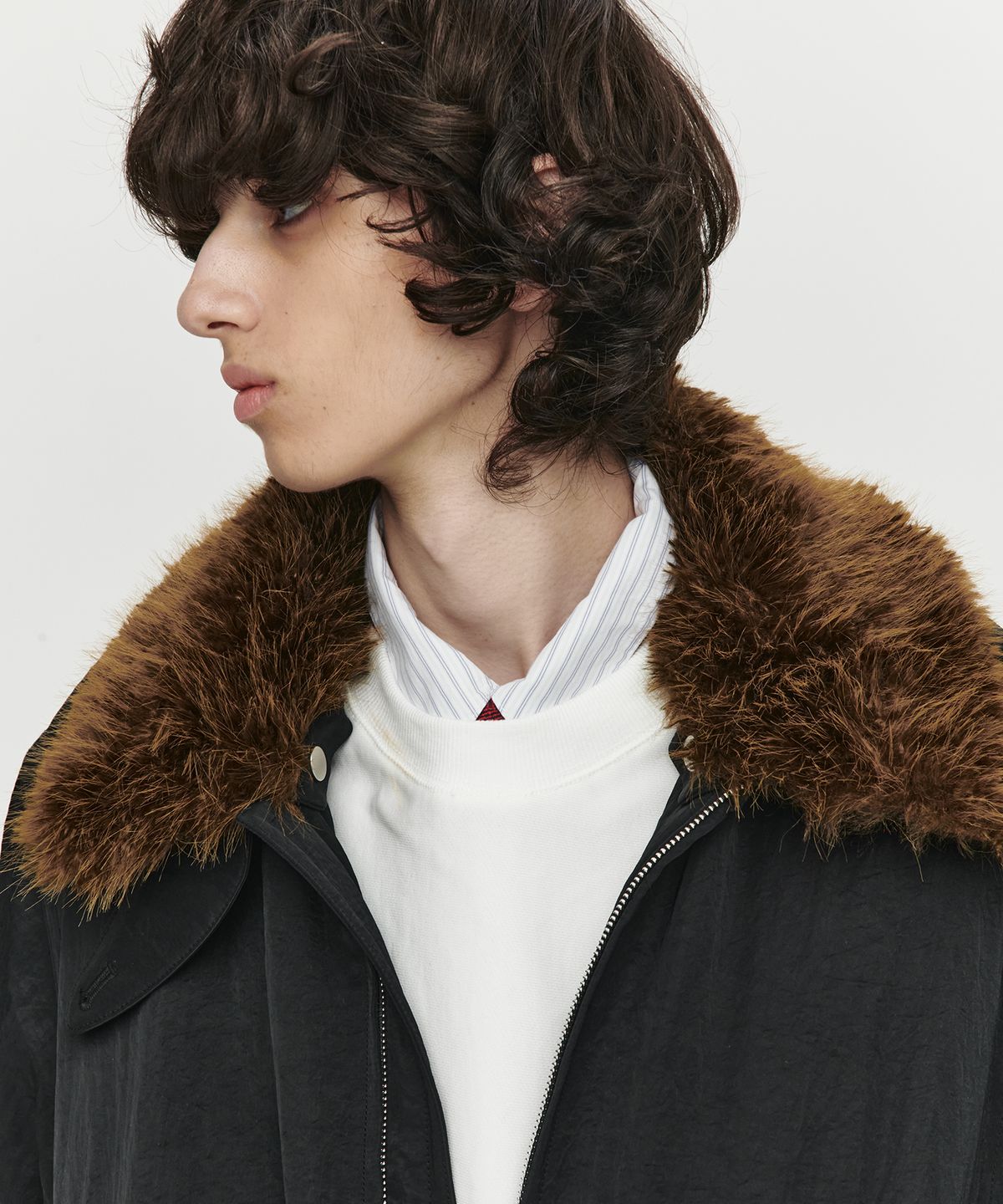 호이테(HEUTE) SHEARING COLLAR BOMBER JACKET (BLACK)