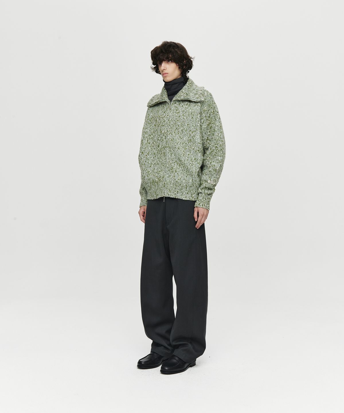 호이테(HEUTE) HONEY ZIP-UP KNIT (KHAKI)