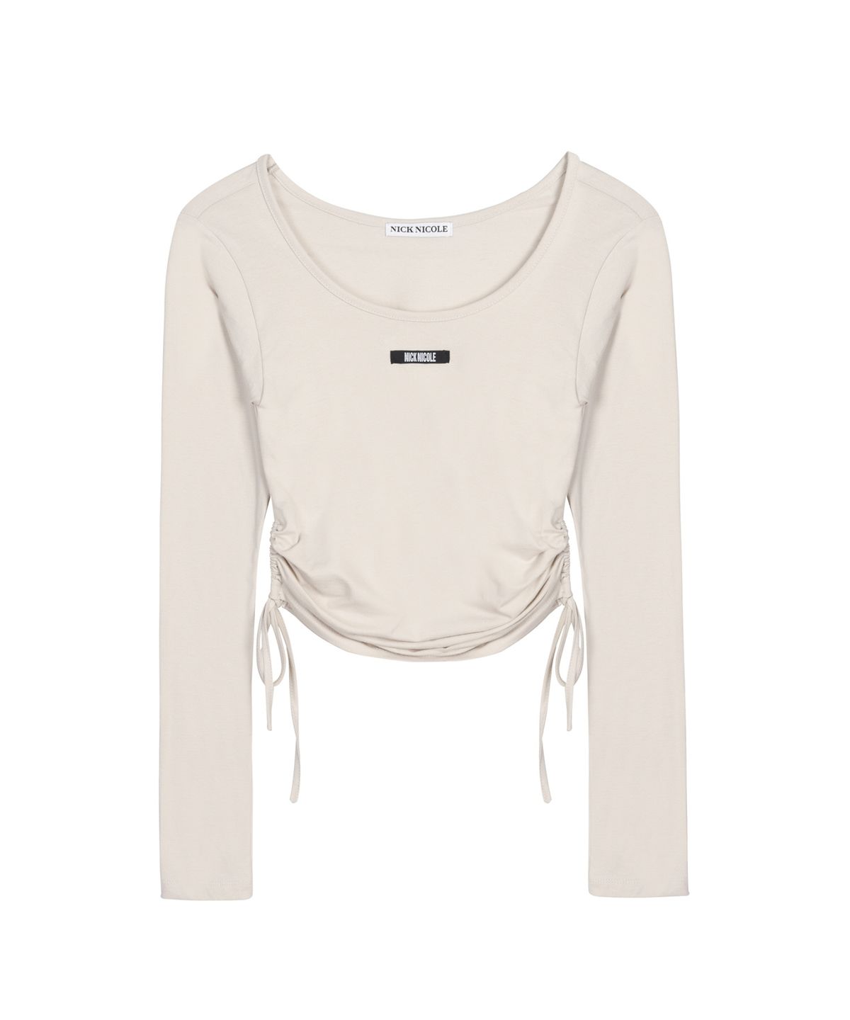 닉앤니콜(NICK&NICOLE) LABEL STRING SLIM LONG SLEEVE TOP_BEIGE
