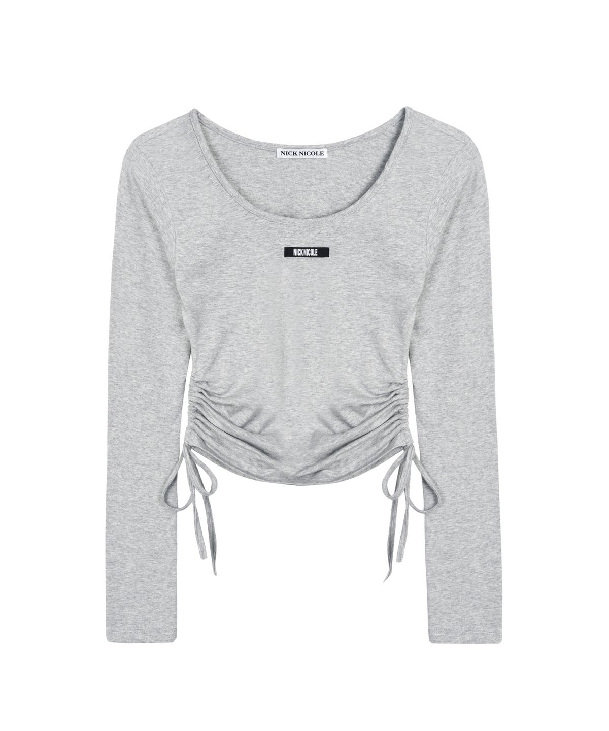닉앤니콜(NICK&NICOLE) LABEL STRING SLIM LONG SLEEVE TOP_GRAY