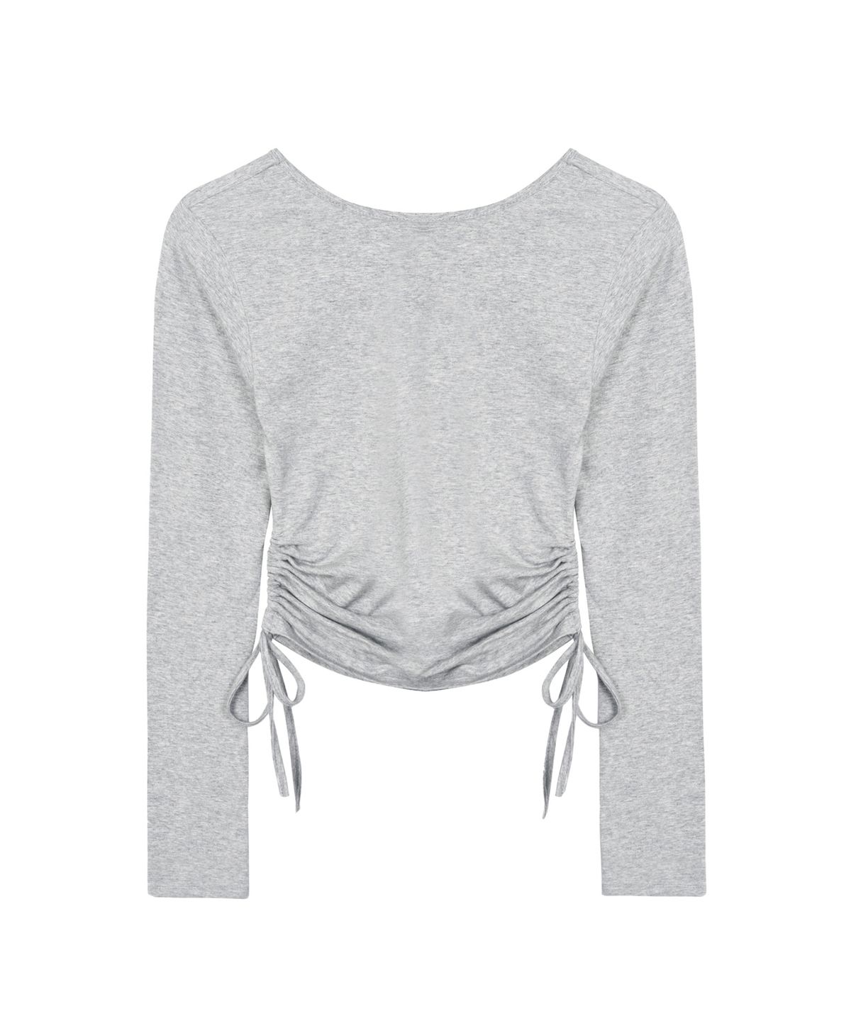 닉앤니콜(NICK&NICOLE) LABEL STRING SLIM LONG SLEEVE TOP_GRAY