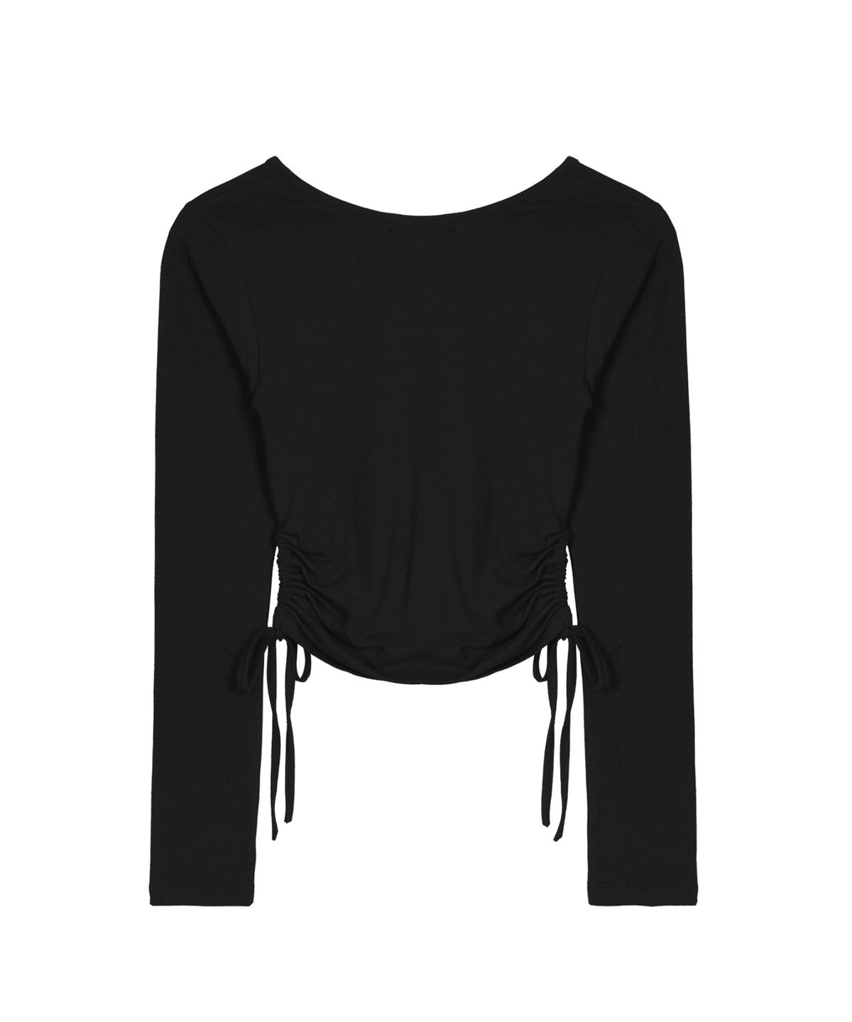 닉앤니콜(NICK&NICOLE) LABEL STRING SLIM LONG SLEEVE TOP_BLACK